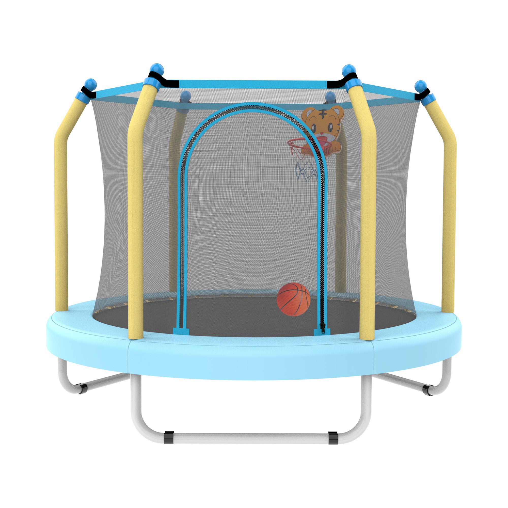 55-inch Trampoline for Kids Indoor & Outdoor Small Toddler Trampoline with Basketball Hoop