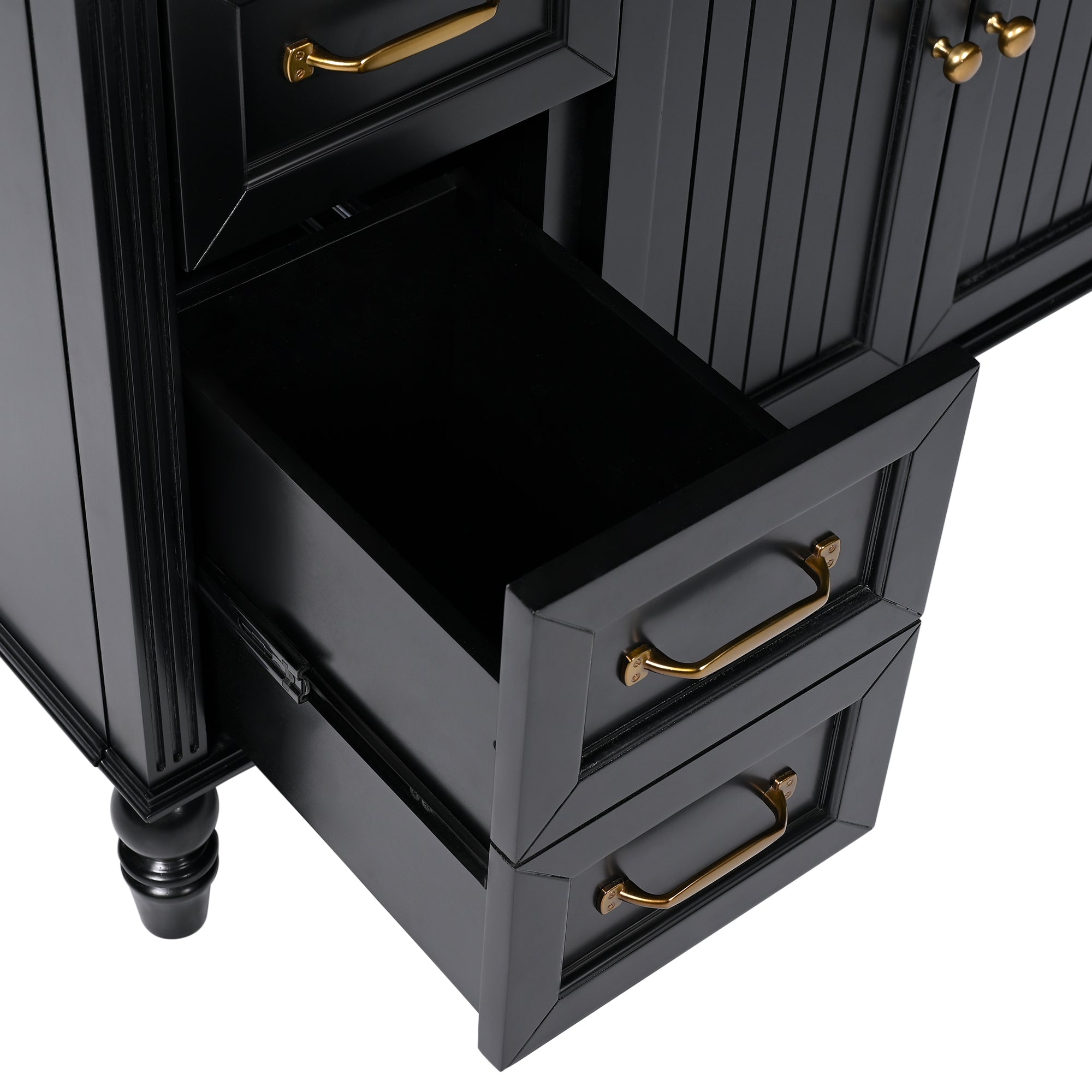 36" Bathroom Vanity with Sink, Black Bathroom Cabinet with Drawers, Solid Frame and MDF Board, One Package