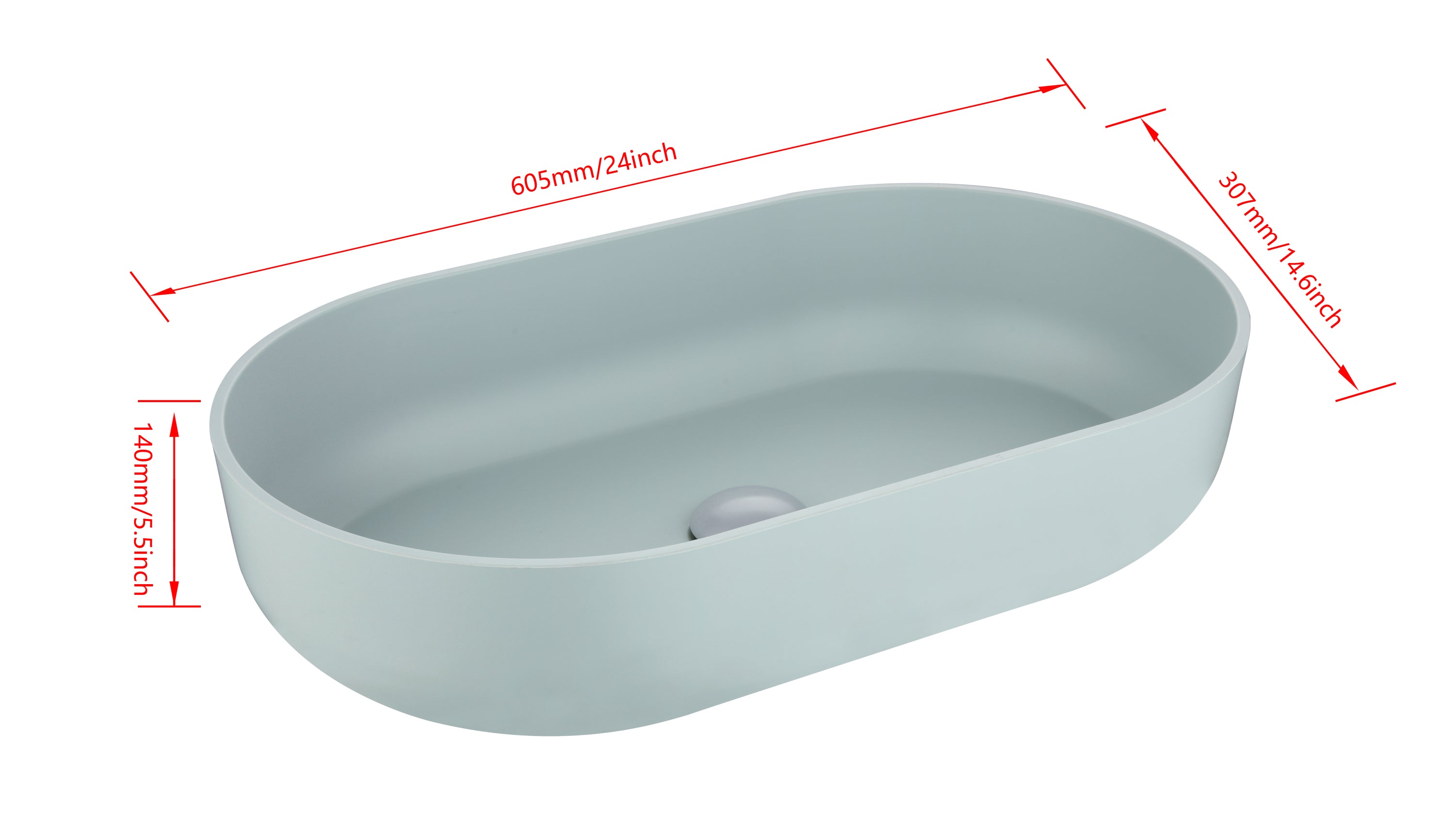 Modern Oval 24"x14"   Above  Bathroom Vessel Sink, Bathroom Sink for Lavatory Vanity Cabinet