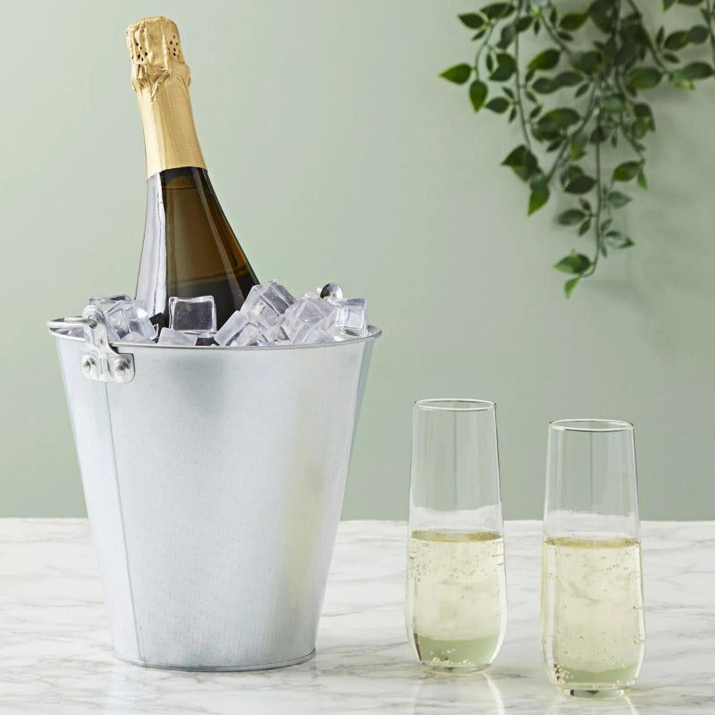 6 Pcs Large Galvanized Bucket in 7-inch 100 oz Metal Ice Bucket for Champagne, Beer, Soft Drinks in any Occasion