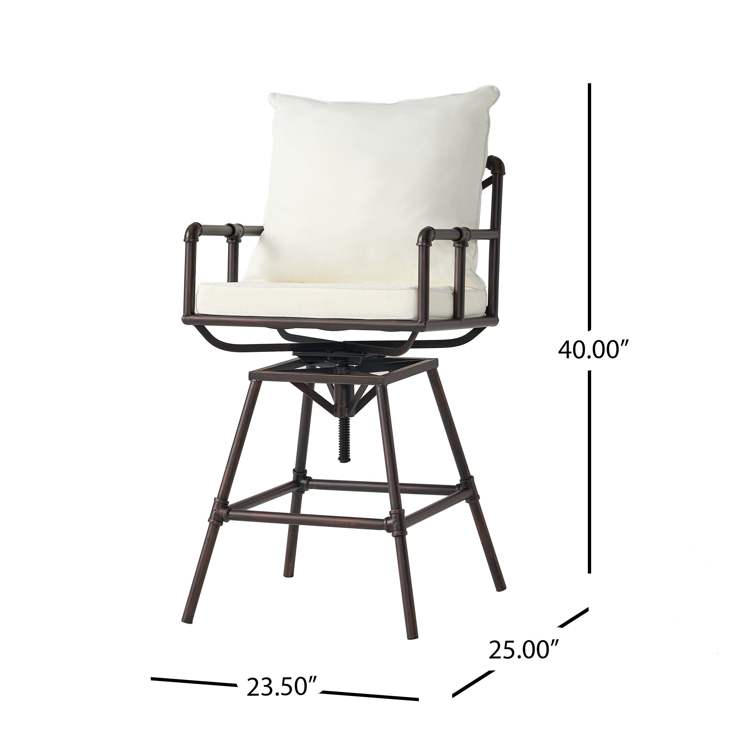 Outdoor Patio Swivel Bar Stool Height Adjustable Barstool with Cushions