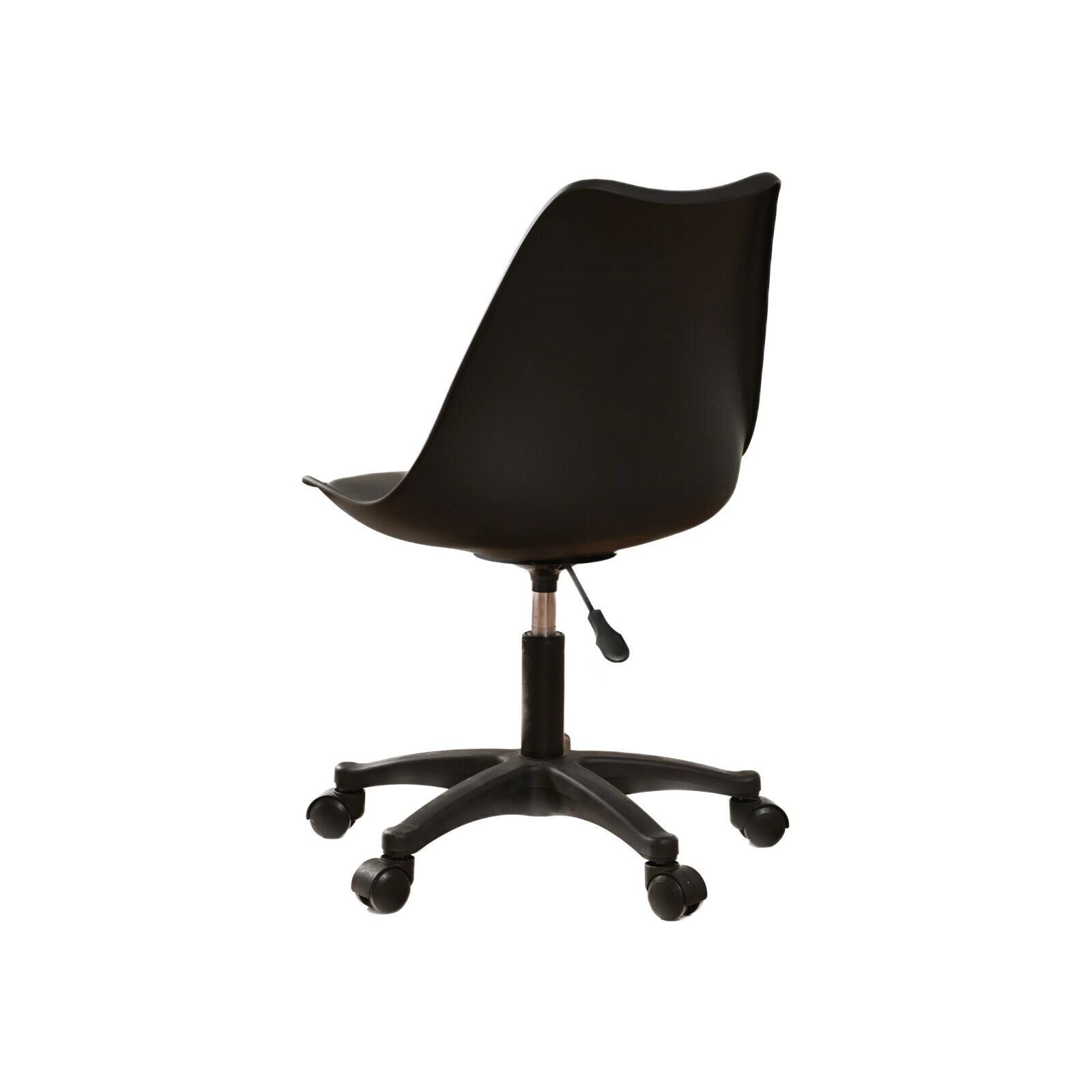 Black PP with Wheels Adjustable Height Office Chair for Study,Modern Armless Swivel Plastic Chair for Living Room