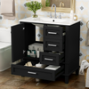 30" Bathroom Vanity , Modern Bathroom Cabinet with Sink Combo Set, Bathroom Storage Cabinet with a Soft Closing Door and 3 Drawers, Solid Wood Frame(Black)