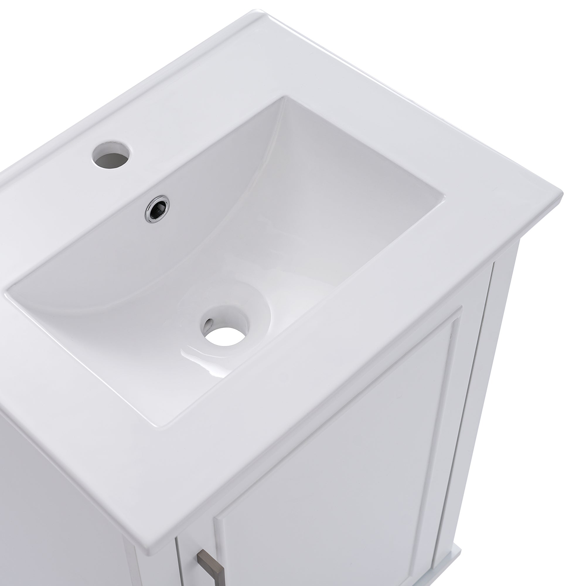 [Viedo] 20 Inch Modern Small Bathroom Vanity Cabinet With Ceramic Basin- 20*14.5*33.3 Inches,Ample Storage,1 Soft-Close Door