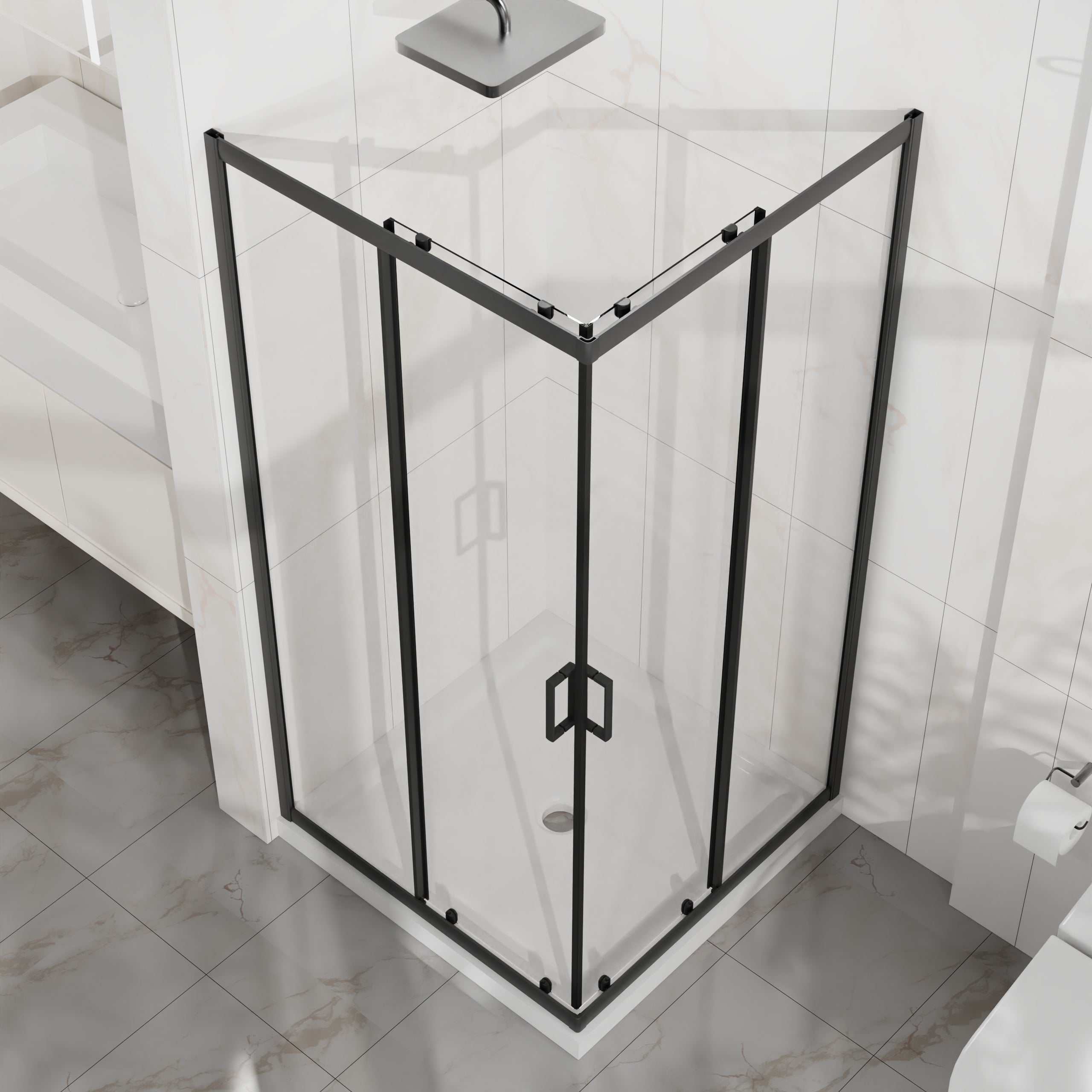 36 x 36 x 72 in Corner Sliding Shower Enclosure - 36 x 36 x 72 in / Matte Black view 4