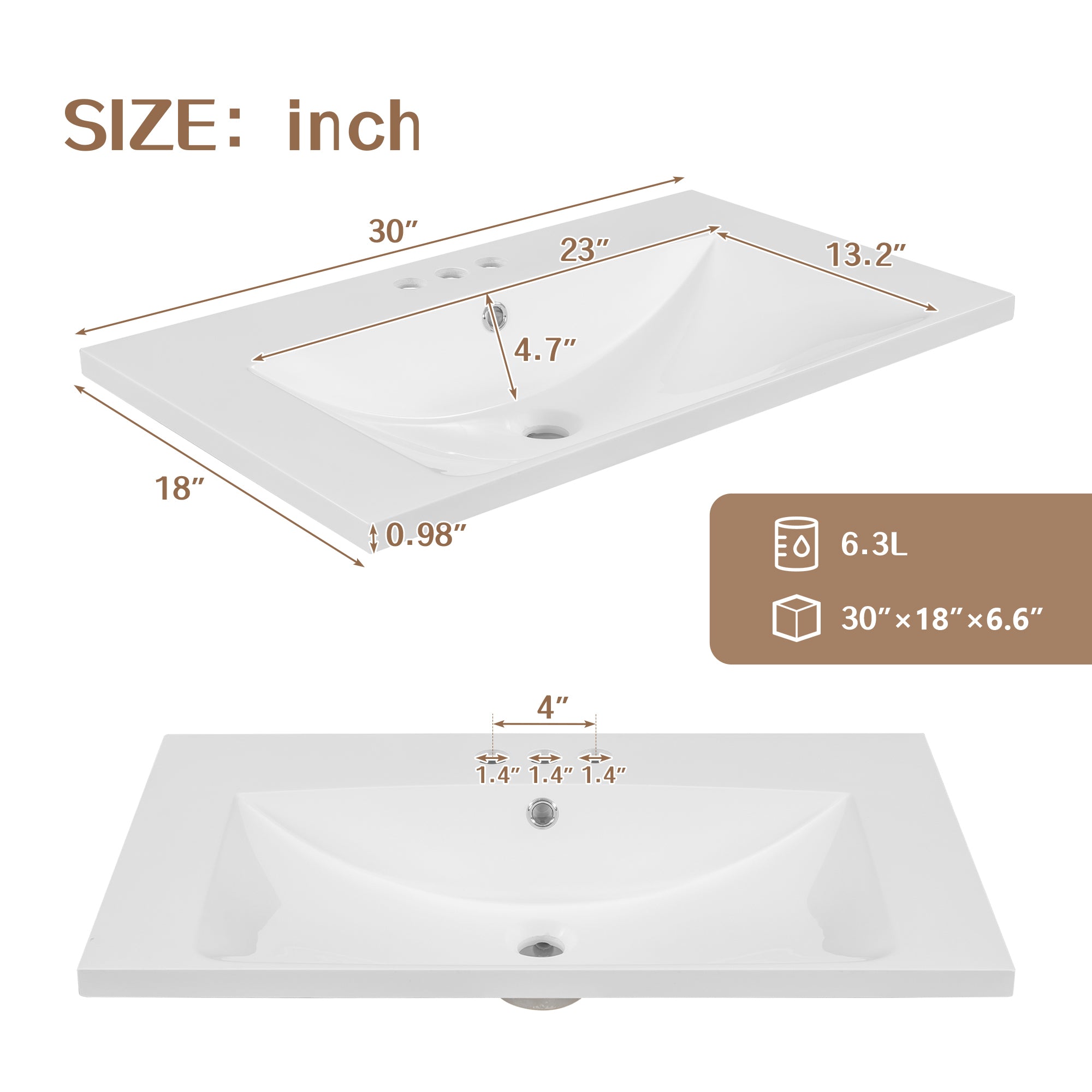 30" Bathroom Vanity with Sink, Bathroom Cabinet with Two Doors and One Drawer, White (OLD SKU: JL000005AAK)