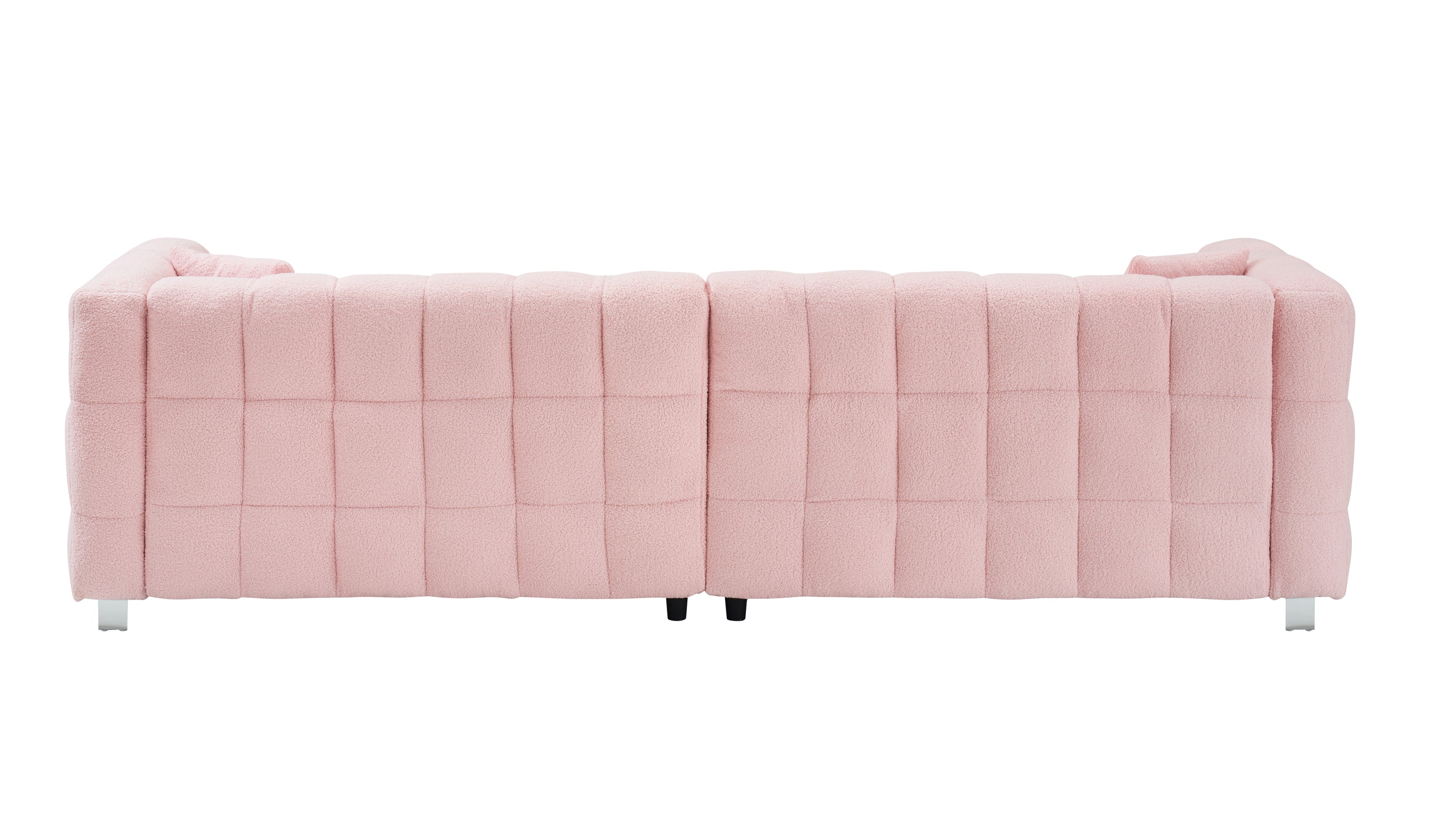 Charming 102-Inch Pink Teddy Fleece Sofa for Living Room, Bedroom, or Apartment - Includes Two Chic Throw Pillows & Sturdily Supported by Hardware Feet