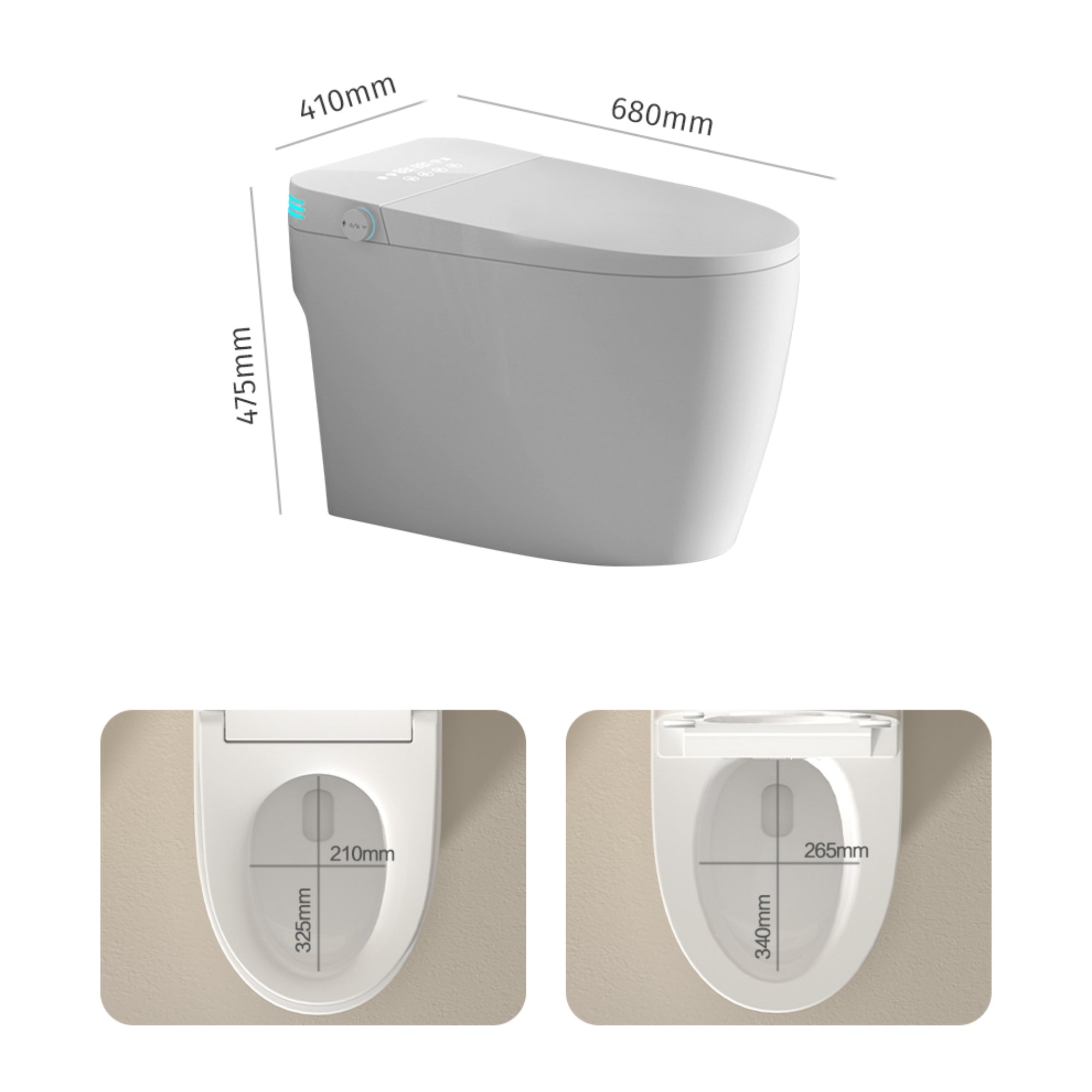 Smart Toilet with Voice Control and Bubble Shield,Heated Bidet Seat, Portable toilet with bidet built in AUTO Open&Close, Bidet toilet with Dryer and Warm Water,Tankless Toilet in 1.28GPF,Gray Screen