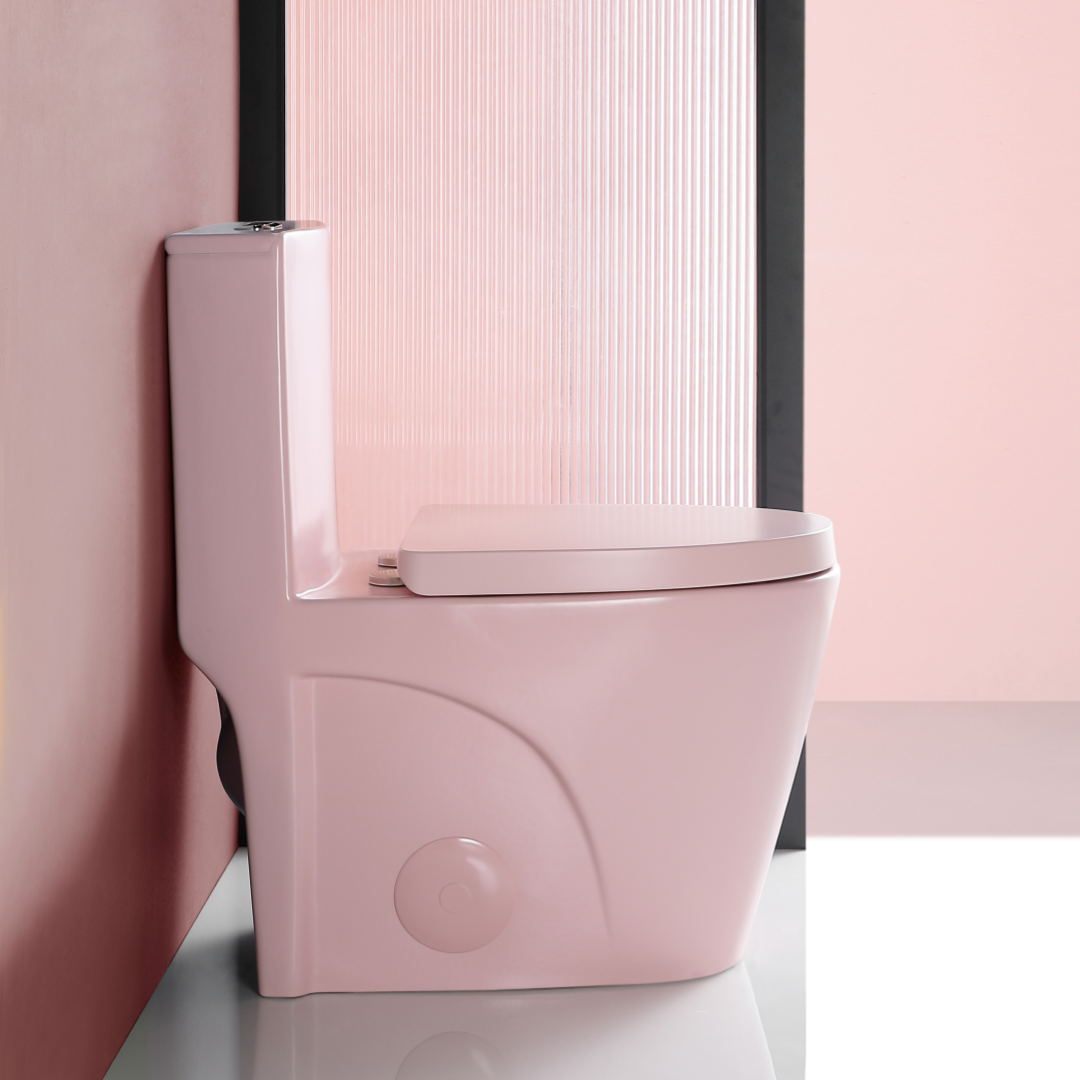 1.1/1.60 GPF Dual-Flush One Piece Toilet, Water-Saving Elongated Comfort Height Floor Mounted, Soft Close 1000 Gram Map Flushing Score Toilet, Rose 23T01-RS