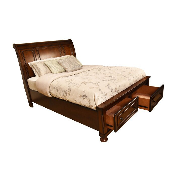 King Storage Platform Bed Made with Wood in Dark Walnut