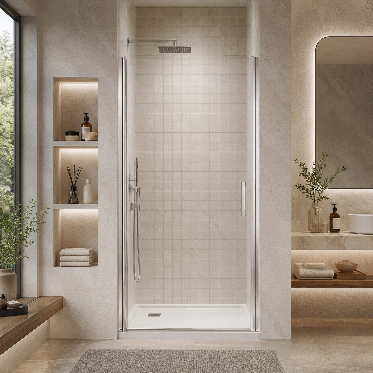 35.4 x 72 in Framed Pivot Shower Door - 35.4 x 72 in / Chrome view 1