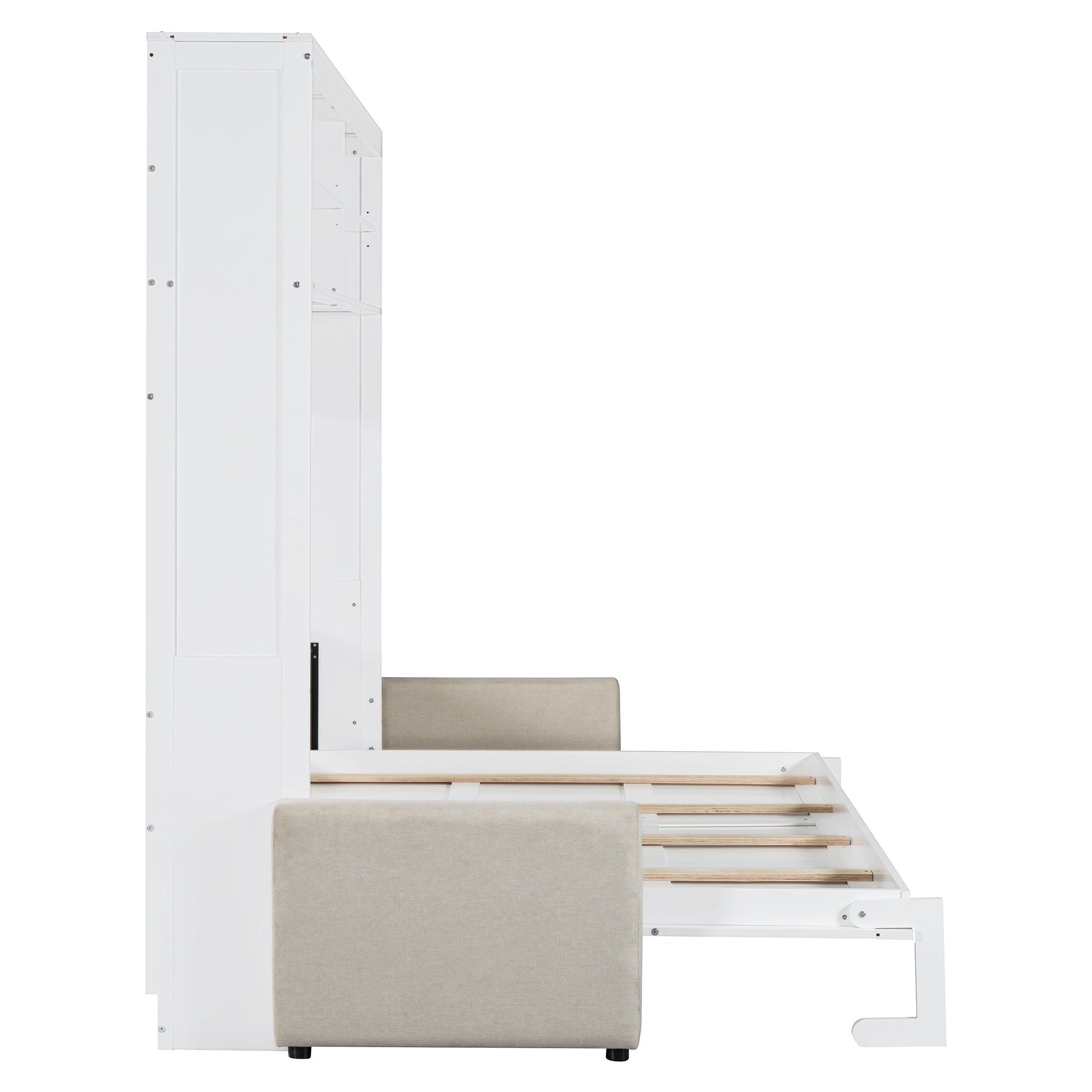 Queen Size Murphy Bed Wall Bed with Sofa,White