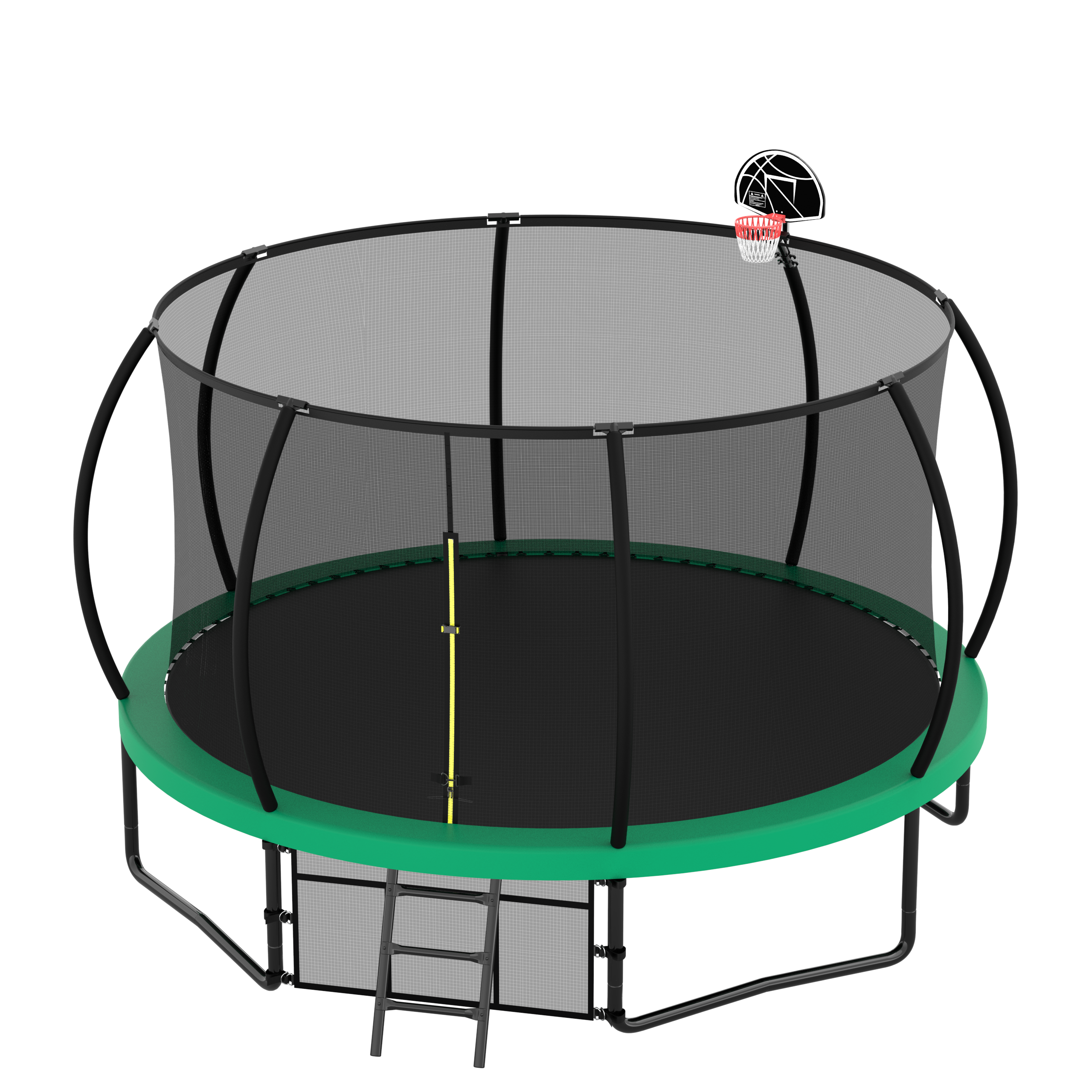 14FT Trampoline with Enclosure - Recreational Trampolines with Ladder and AntiRust Coating, ASTM Approval Outdoor Trampoline for Kids