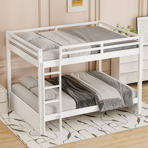 White queen over queen wood bunk bed