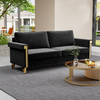 76.34inch Mid-Century Modern Velvet Sofa Black Couch with Gold Metal Accents for Living Room or Lounge