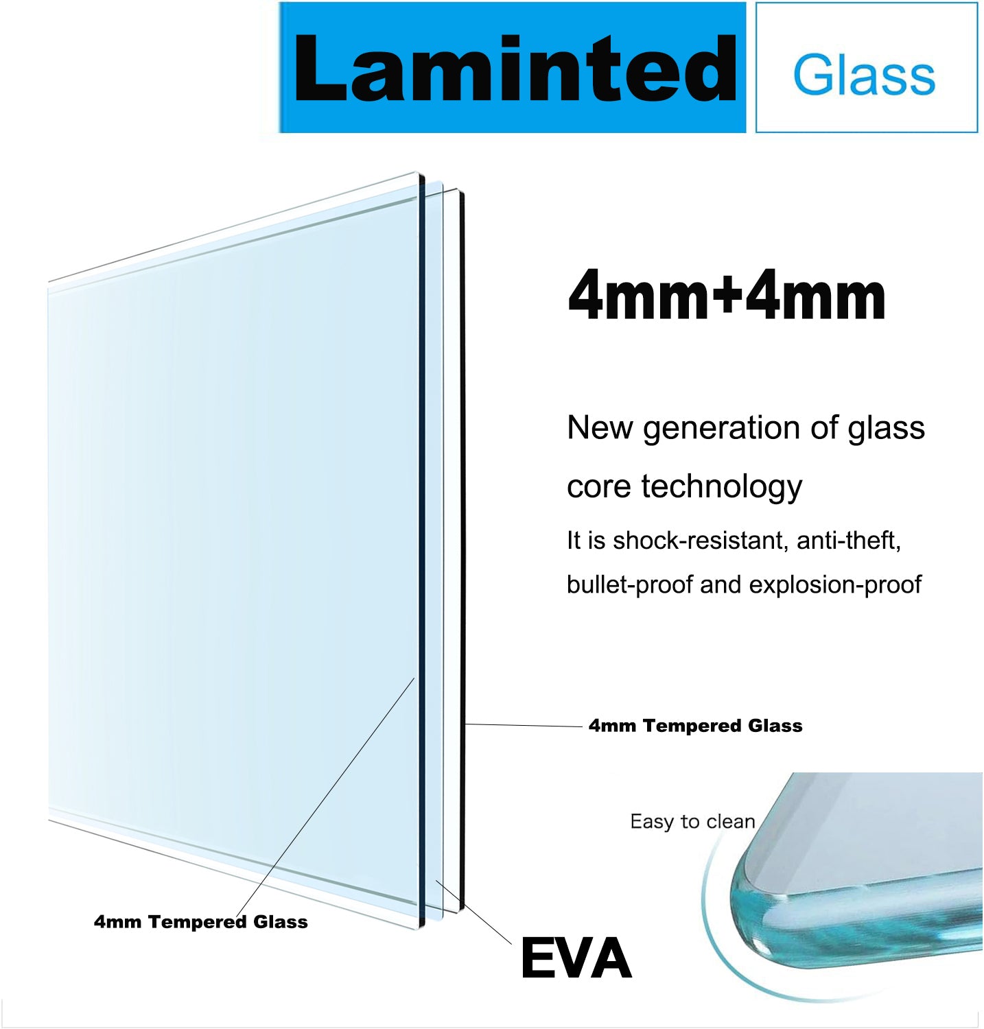 56"-60"W x 70"H Frameless Shower Door, Double Sliding Shower Door, 5/16"(8mm) Laminated Glass Premium Tempered Glass Shower Enclosure,Double Side Easy Clean Coat,Matte Black Finished With Buffer