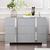 Elegant Modern Dresser with Metal Handle,Mirrored Storage Cabinet with 6 Drawers for Bedroom,Living Room,Grey