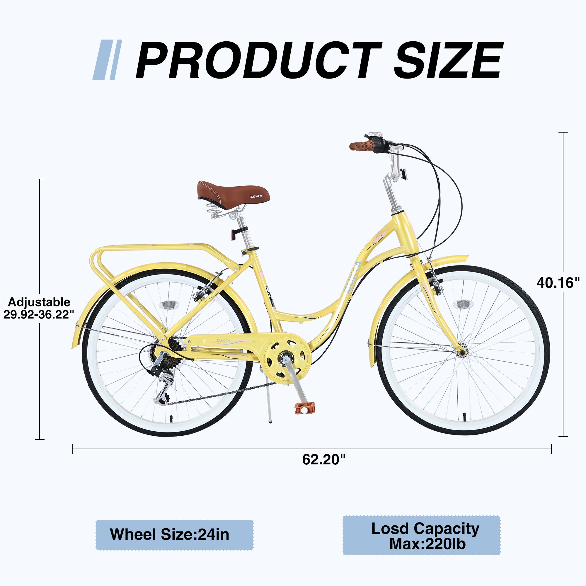 7 Speed, Steel Frame, Multiple Colors 24 Inch Ladies Bicycle