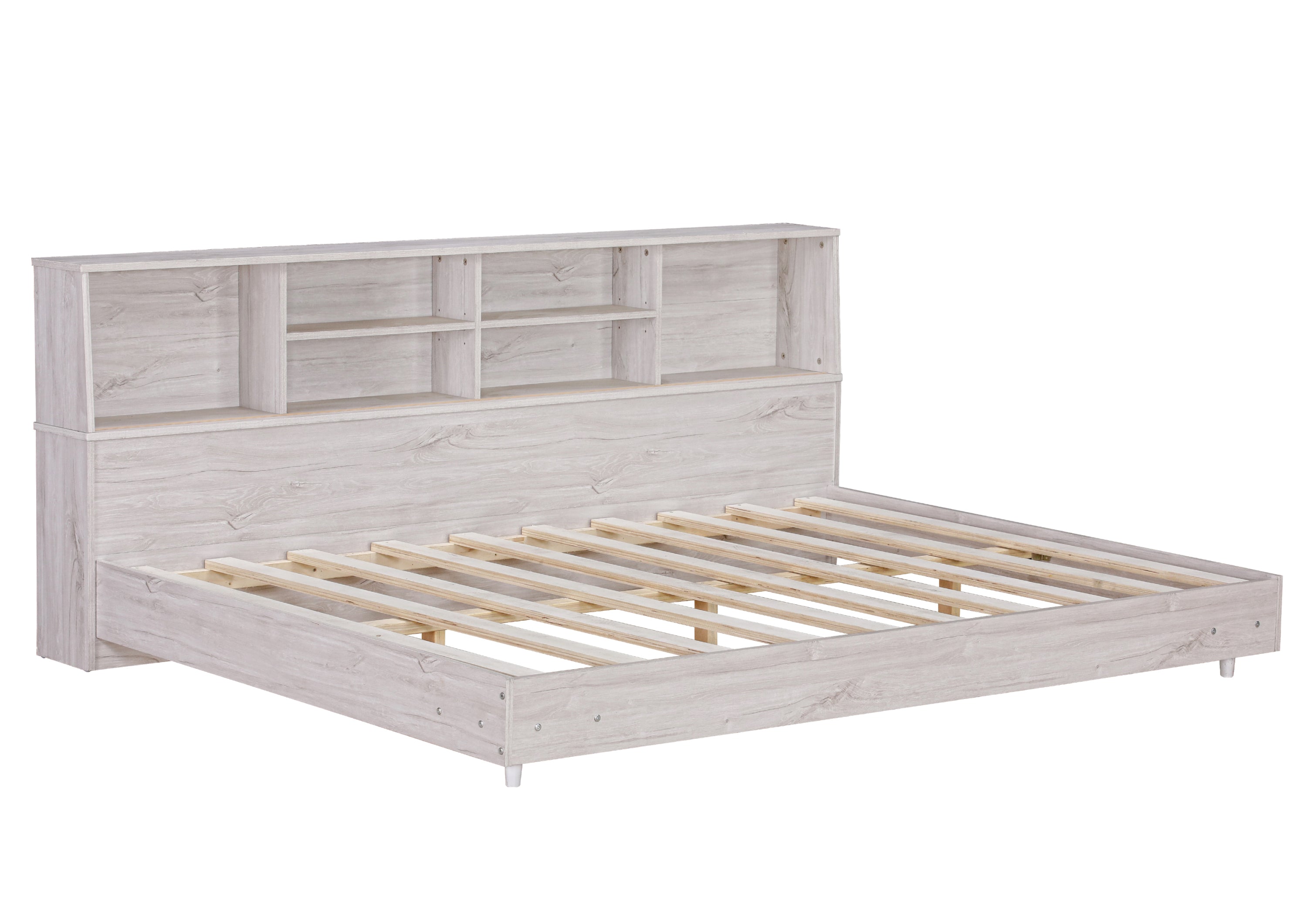 Full Size Daybed Frame with Storage Bookcases,White Oak