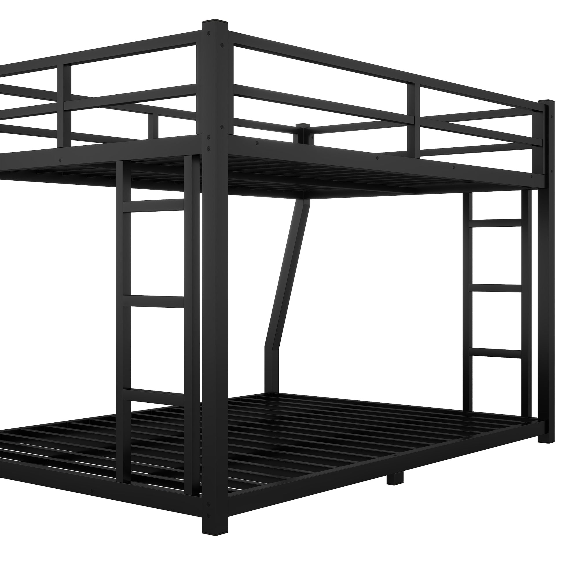 Metal Full XL over Queen Bunk Bed for Teens and Adults,Space-Saving/Noise Reduced/No Box Spring Needed, Black