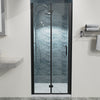 32-33"W x 72"H Bi-Fold Semi-Frameless Shower Doors in Matte Black with Clear Glass