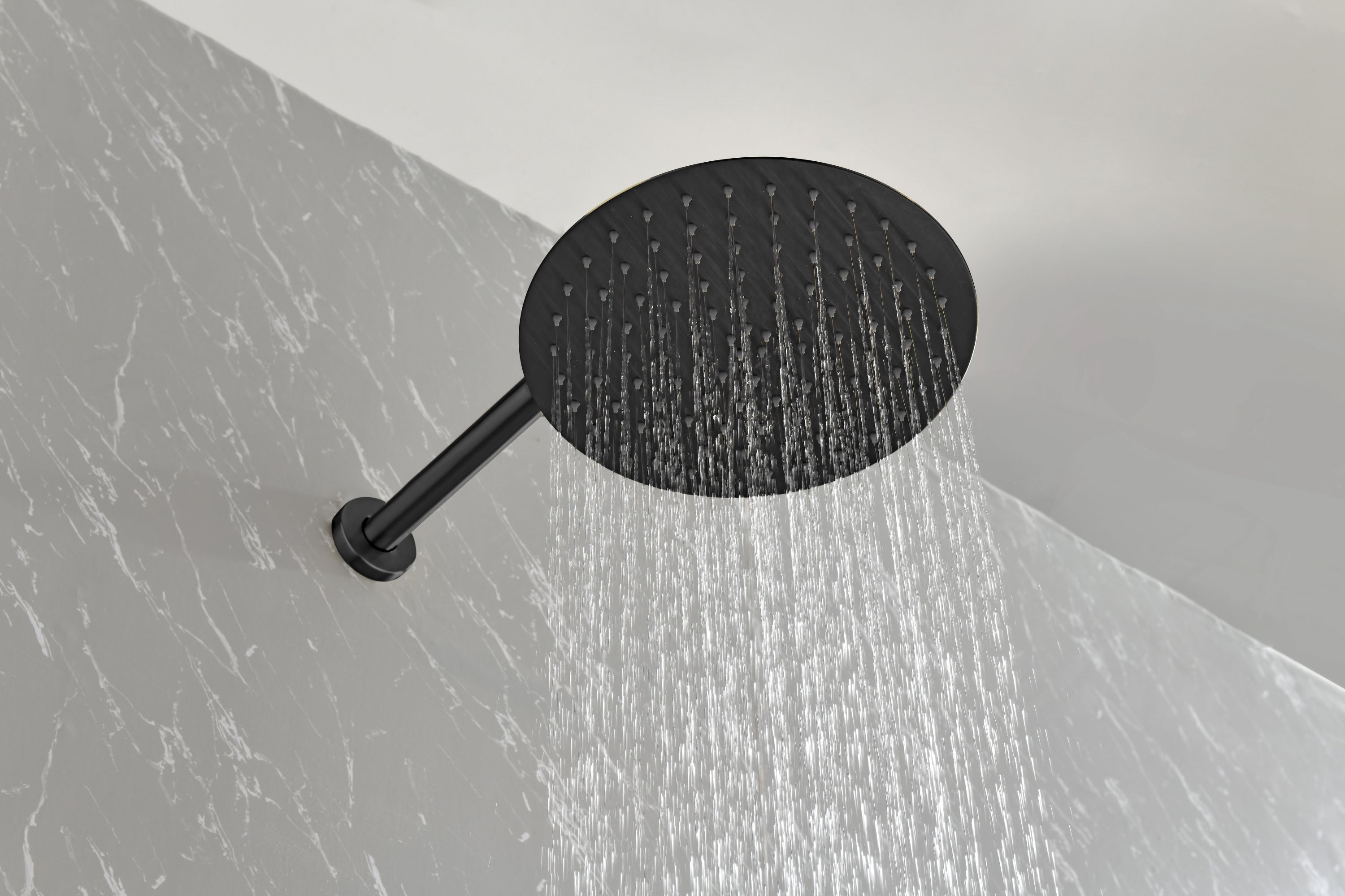 Shower System, Wall Mounted Shower Faucet Set for Bathroom with High Pressure 10" Stainless Steel Rain Shower head Handheld Shower Set, 2 Way Pressure Balance Shower Valve Kit, Matte Black