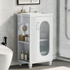 20" Bathroom Vanity with Sink, Bathroom Vanity Cabinet with Two-tier Shelf, Adjustable Shelf, Solid Wood and MDF, White