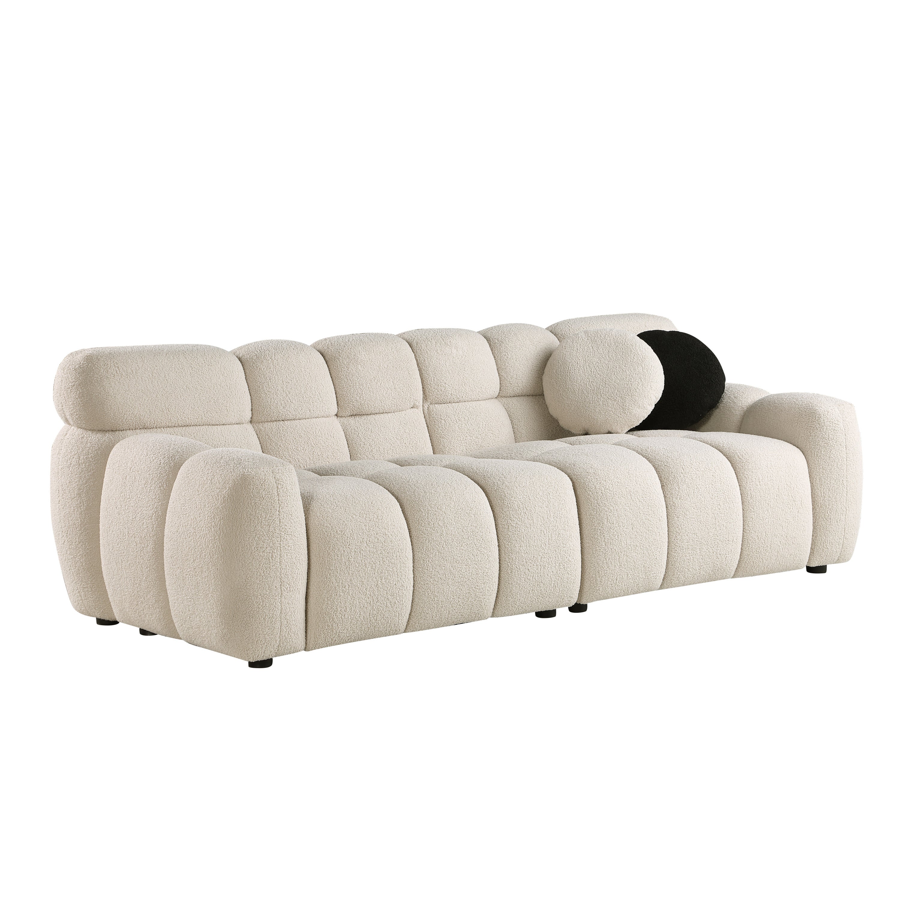 87.4 length ,35.83" deepth ,human body structure for USA people,  marshmallow sofa,boucle sofa ,3 seater, BEIGE  BOUCLE