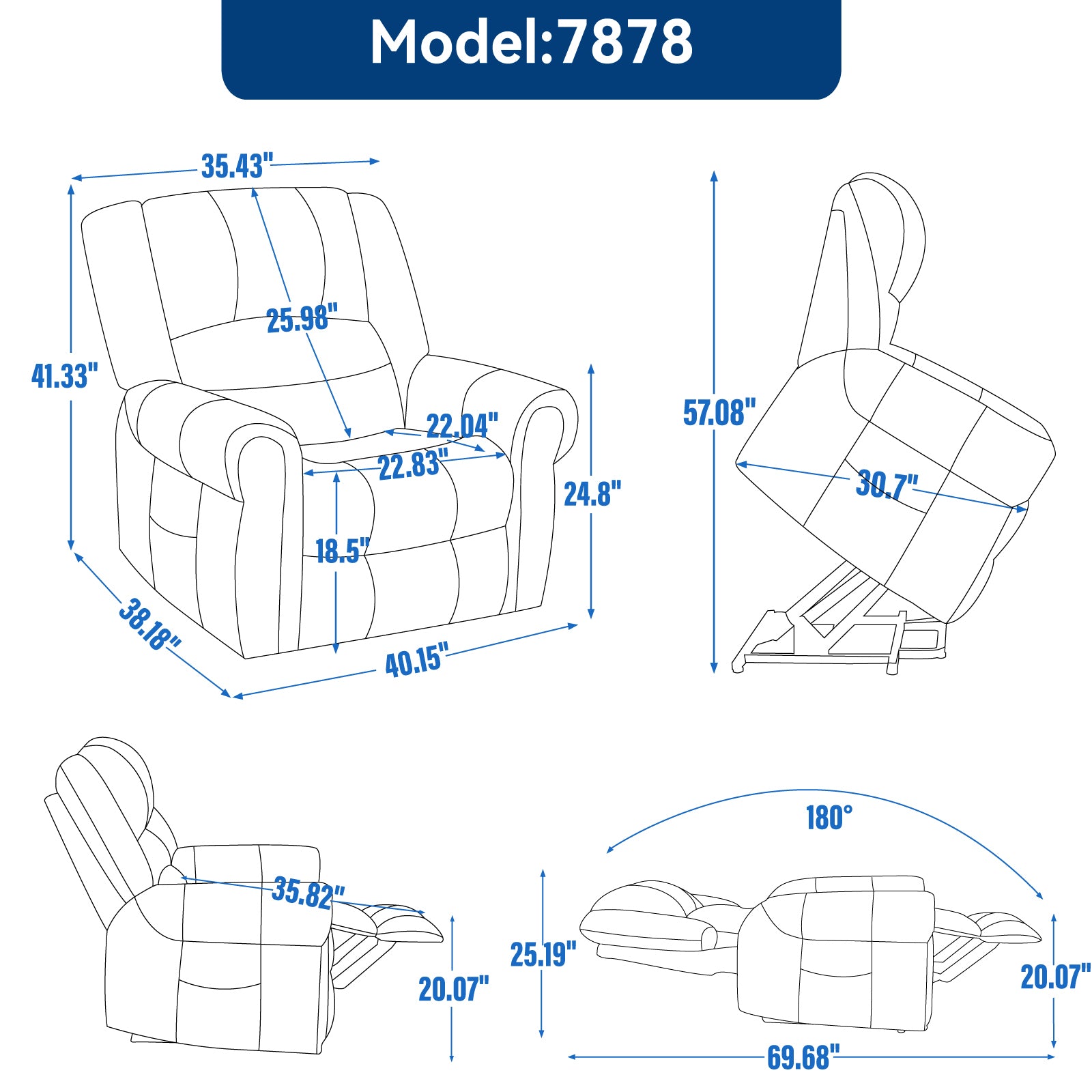 Power Lift Recliner Chair Heat Massage Dual Motor Infinite Position Up to 350 LBS, Genuine Leather, Heavy Duty Motion Mechanism with USB Ports, Black