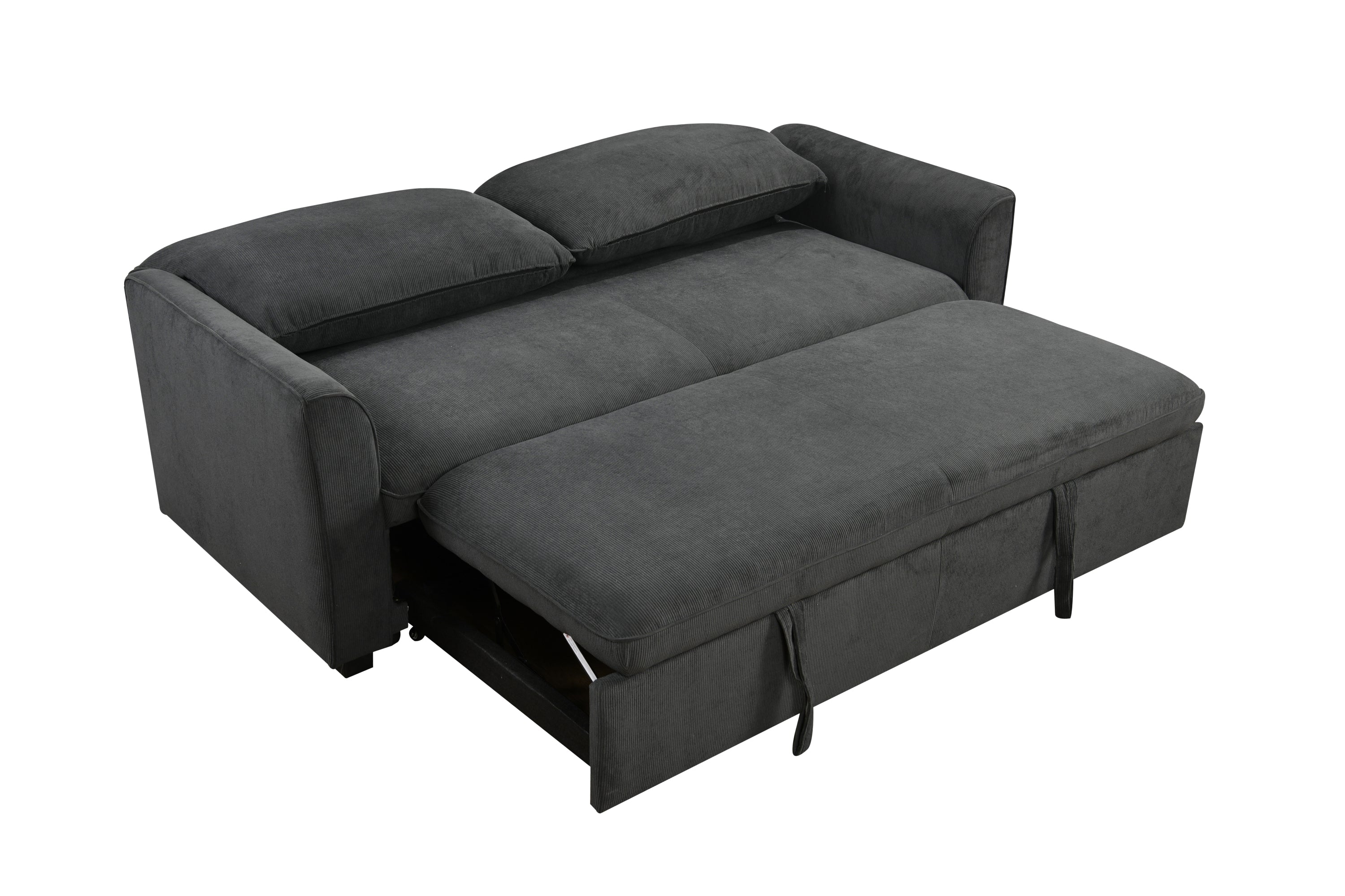 78 Inch 3 in 1 Convertible Sleeper Sofa Bed, Modern Fabric Loveseat Futon Sofa Couch w/Pullout Bed, Small Love Seat Lounge Sofa w/Reclining Backrest, Furniture for Living Room, Dark Gray