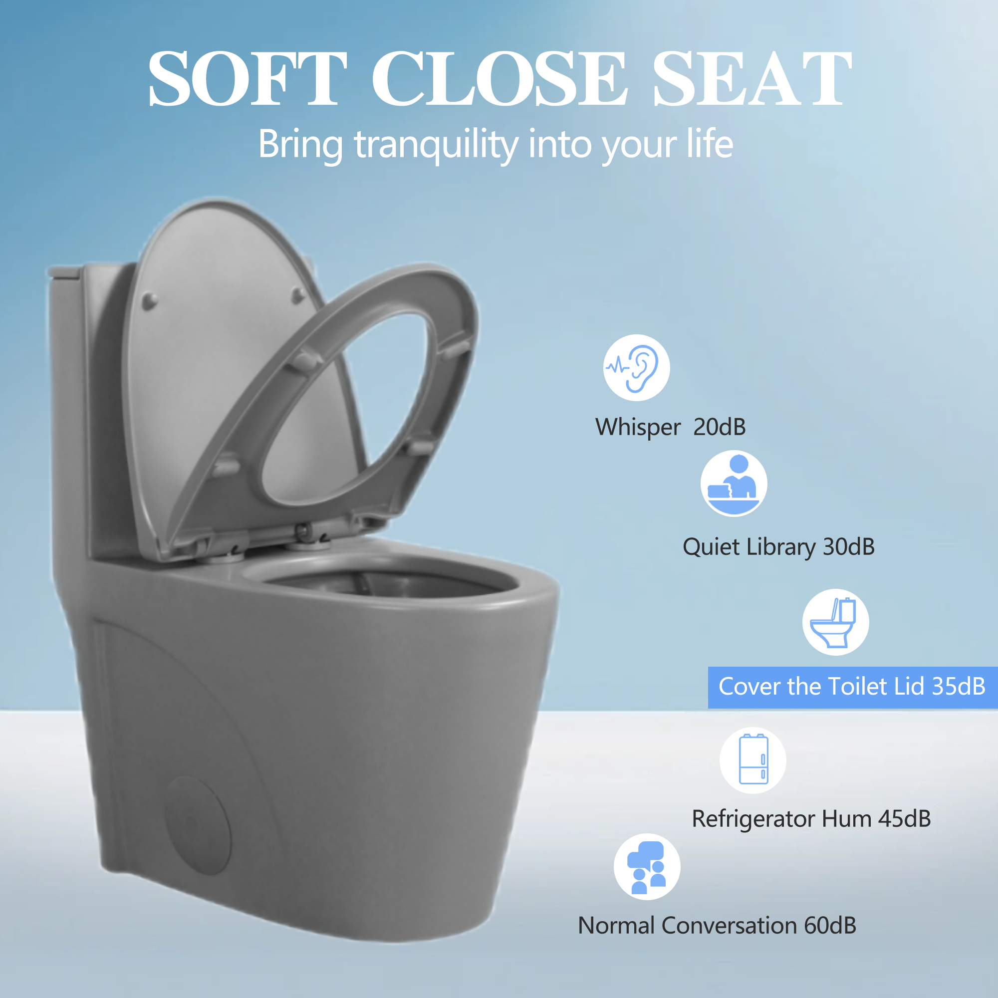 1.1/1.60 GPF Dual-Flush One Piece Toilet, Water-Saving Elongated Comfort Height Floor Mounted, Soft Close 1000 Gram Map Flushing Score Toilet, Light Grey 23T01-LG