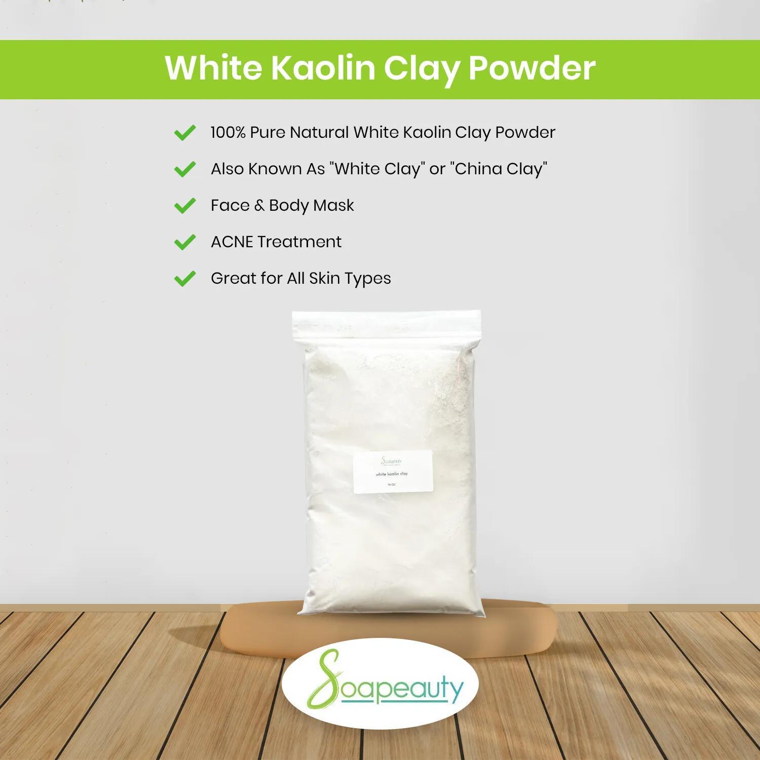 Saopeauty White Kaolin Clay Powder - 100% Natural Cosmetic Grade | Perfect for Face & Body Masks | Gentle Detox, Oil Control, and Radiant Skin