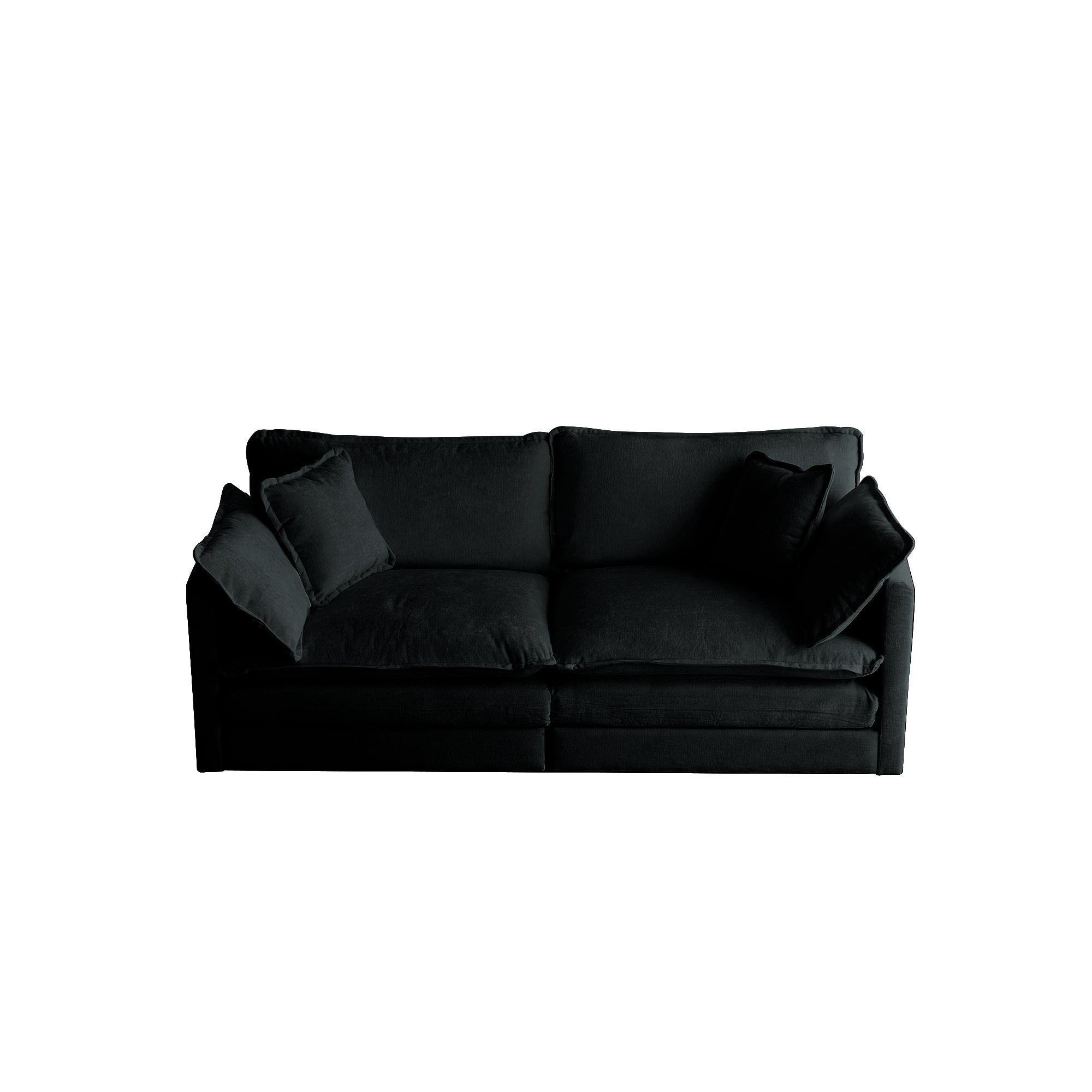 Modern Fabric Loveseat Sofa Couch for Living Room, Upholstered Large Size Deep Seat 2-Seat Sofa with 4 Pillows ,Black Chenille