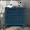 Minimalist pine veneer nightstand, 27.6 in, 3 drawers, front view