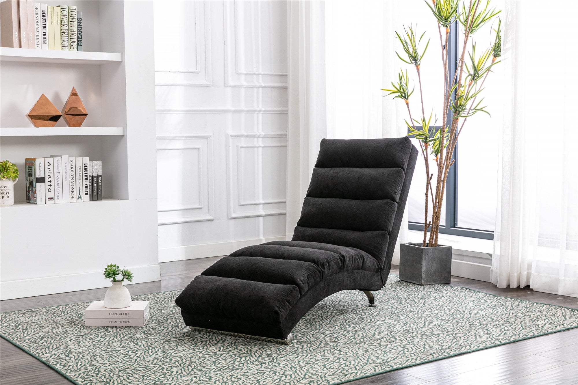 Fabric chaise lounge recliner single-seat, angled view