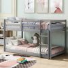 Twin over twin gray floor bunk bed with ladder, front view