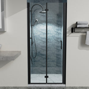 34-35 3/8 x 72 in bi-fold semi-frameless shower door front view