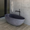 65 inch freestanding solid surface soaking bathtub, full side view