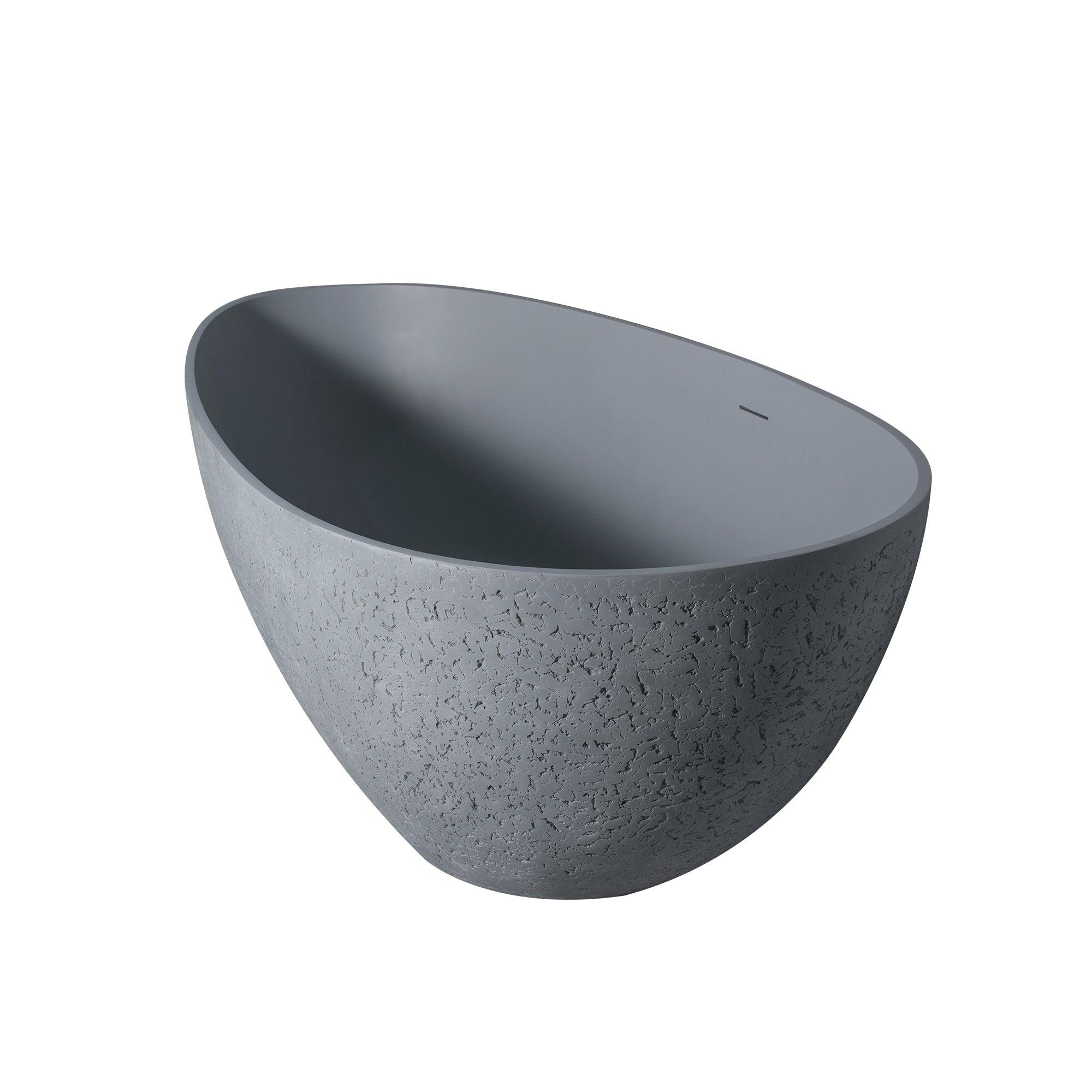 65 inch freestanding solid surface soaking bathtub, drain detail view