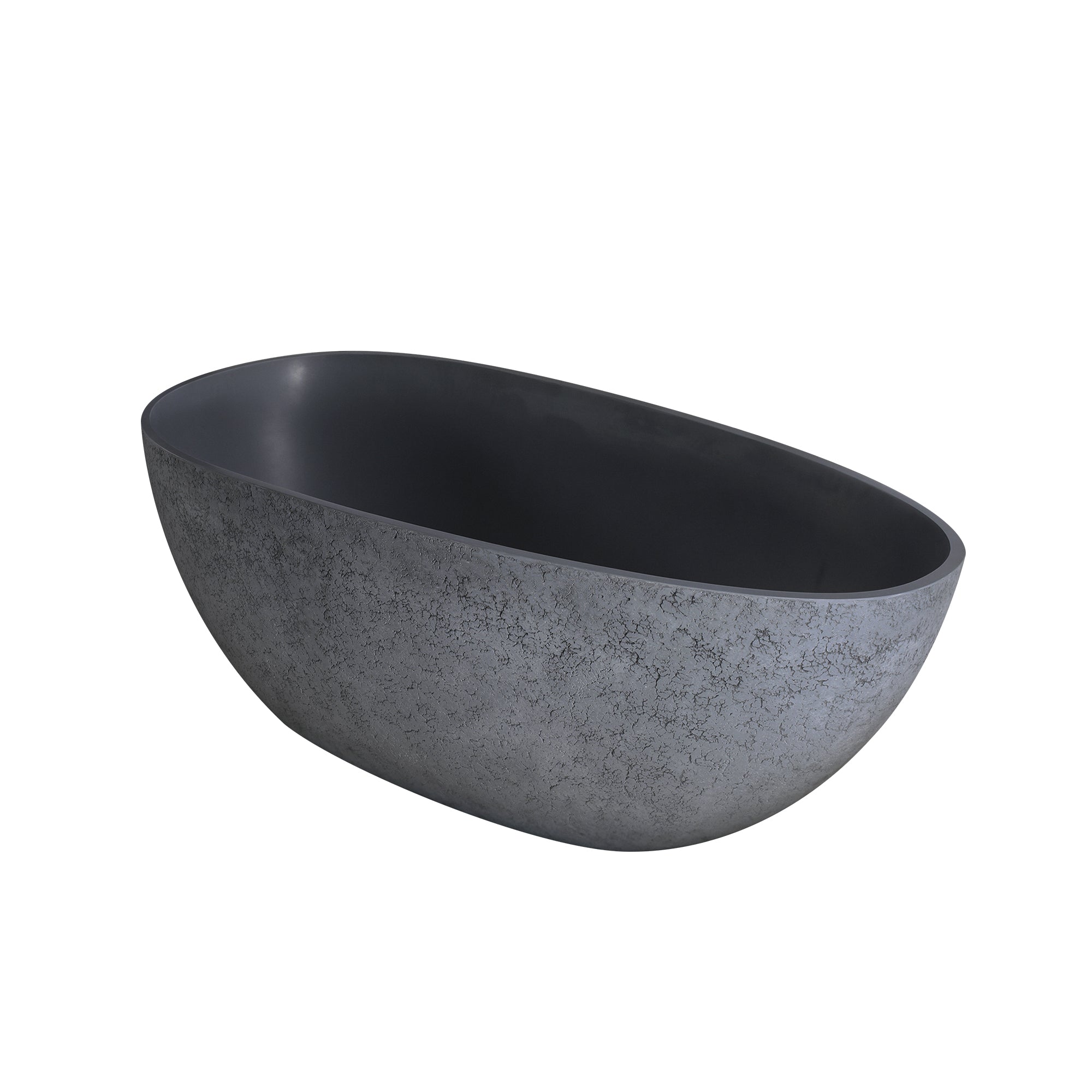 65 inch freestanding solid surface soaking bathtub, front profile