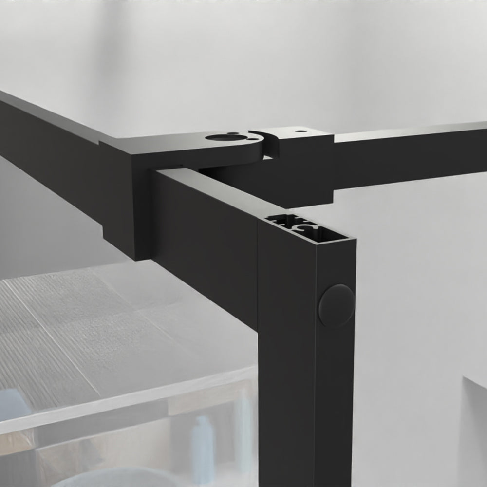 Walk-in shower screen support bar hardware detail
