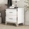 White high gloss mirrored nightstand with 2 drawers, front view