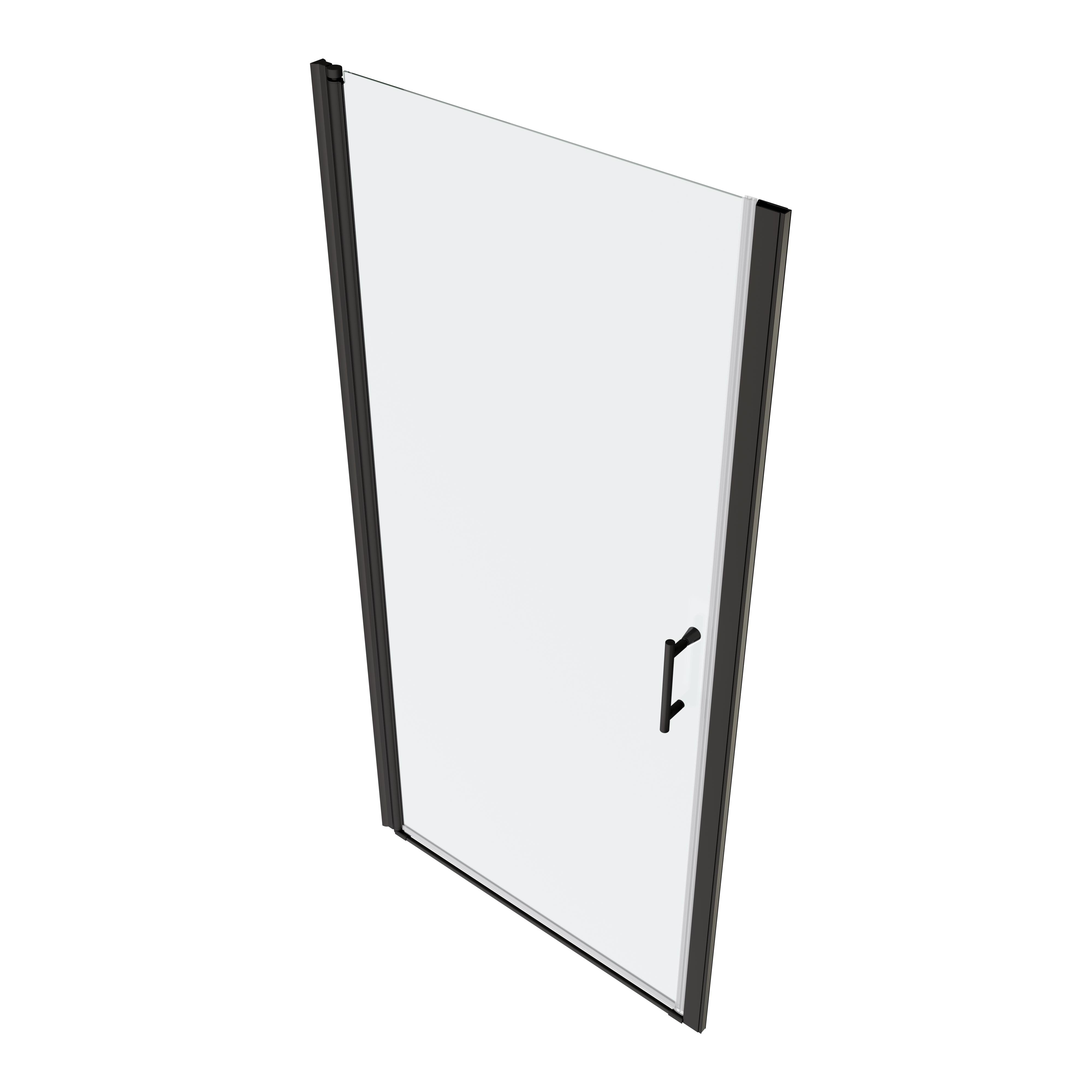 Pivot shower door tempered glass, side profile view