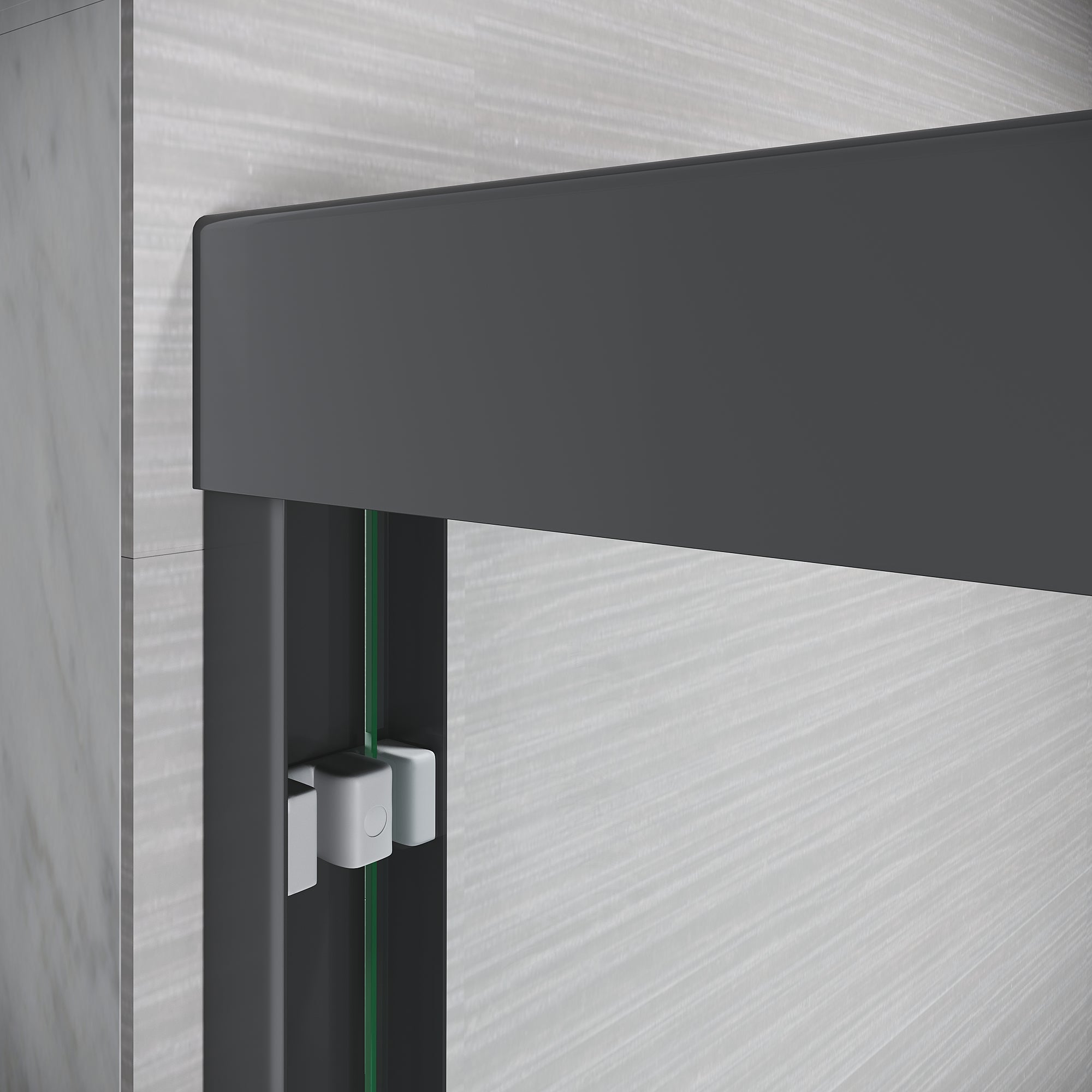 Sliding shower door hardware detail