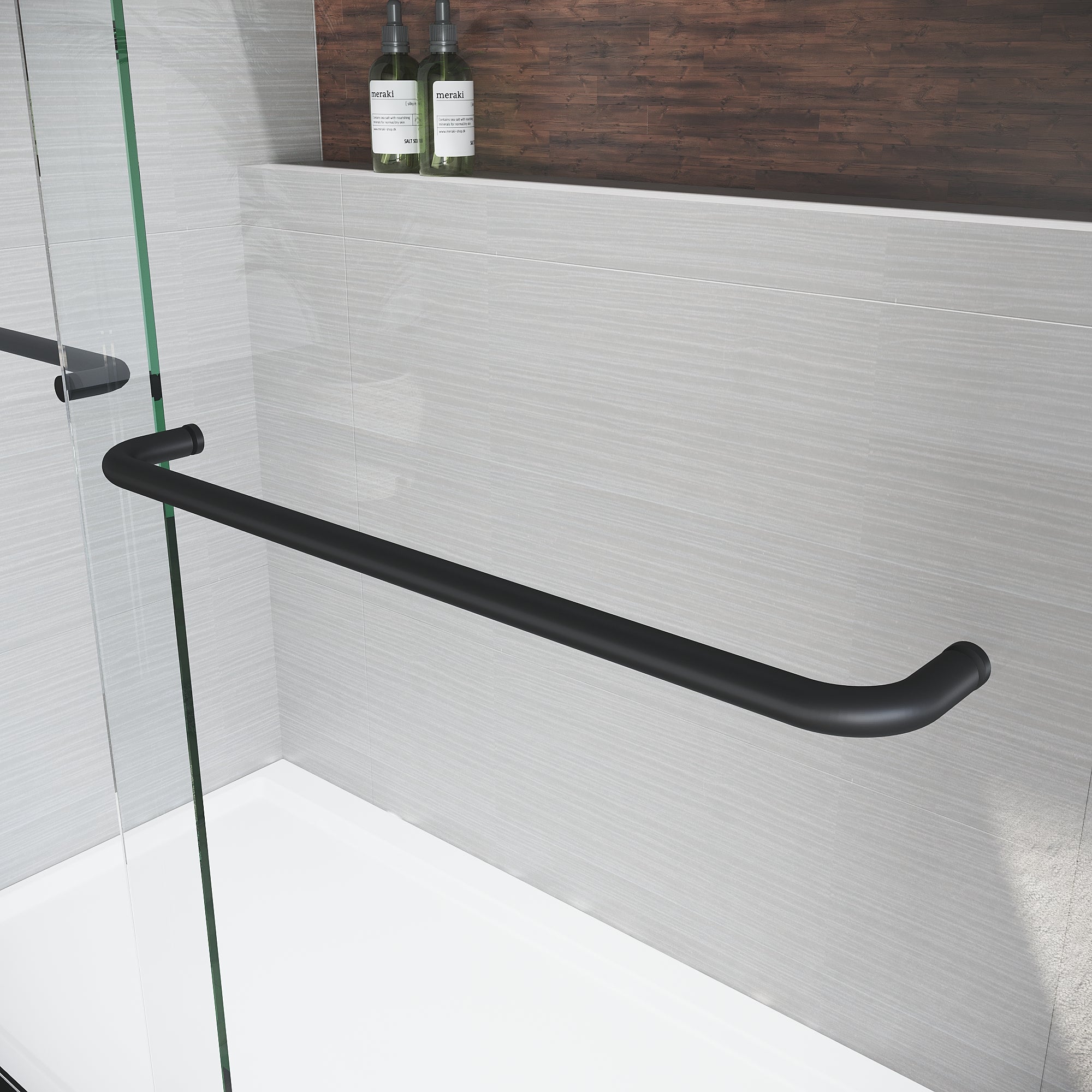 Semi-frameless shower door finish detail