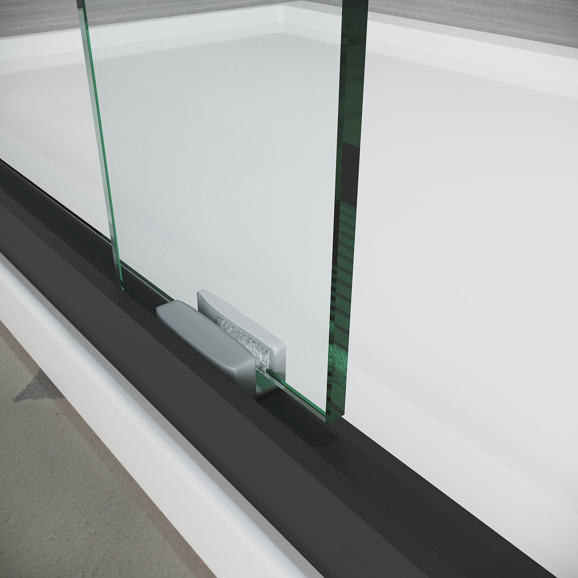 56-60 in semi-frameless tub door dimension view