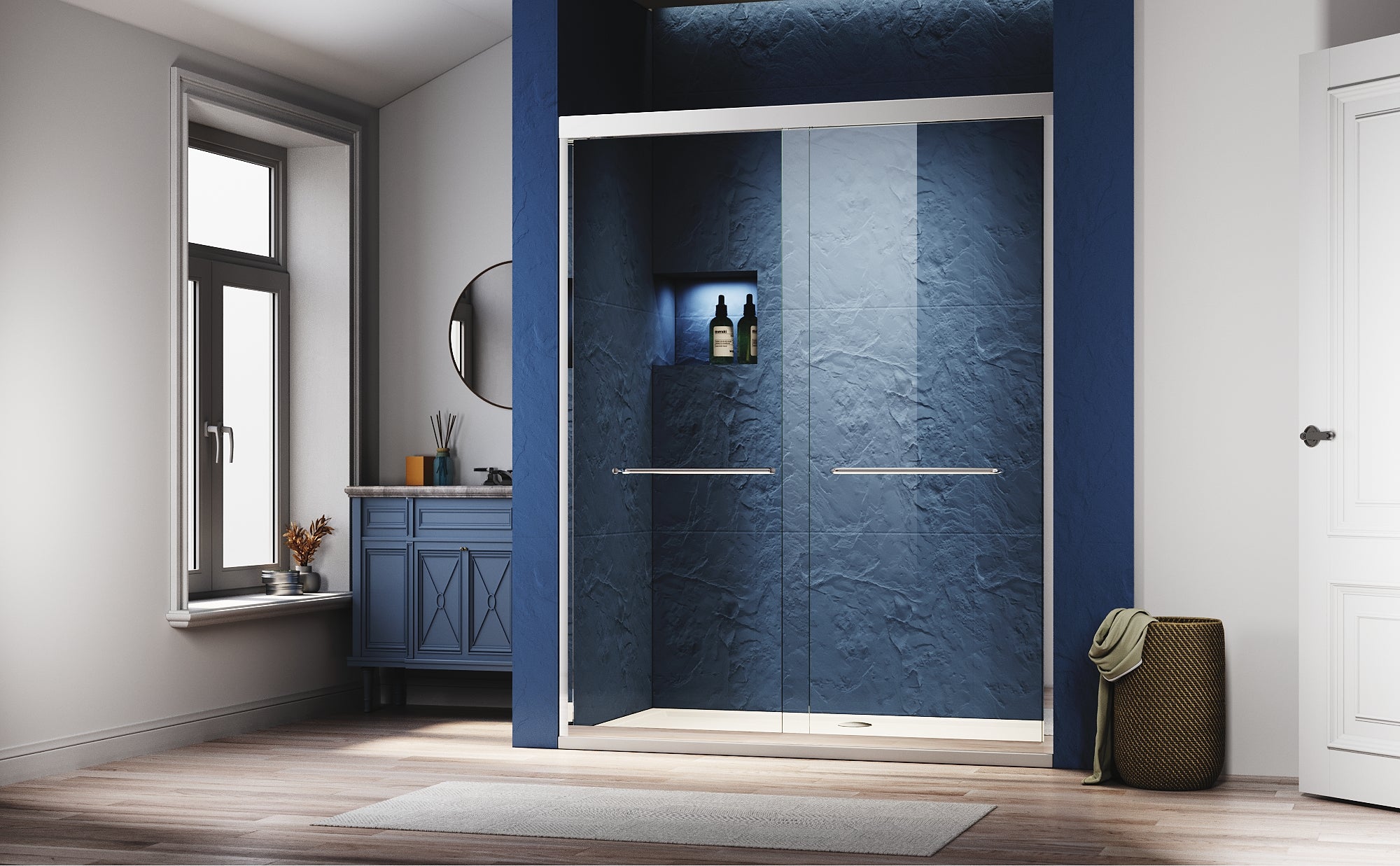 44-54 x 72 in Adjustable Semi-Frameless Shower Door - 44-48 x 72 in / Chrome view 3