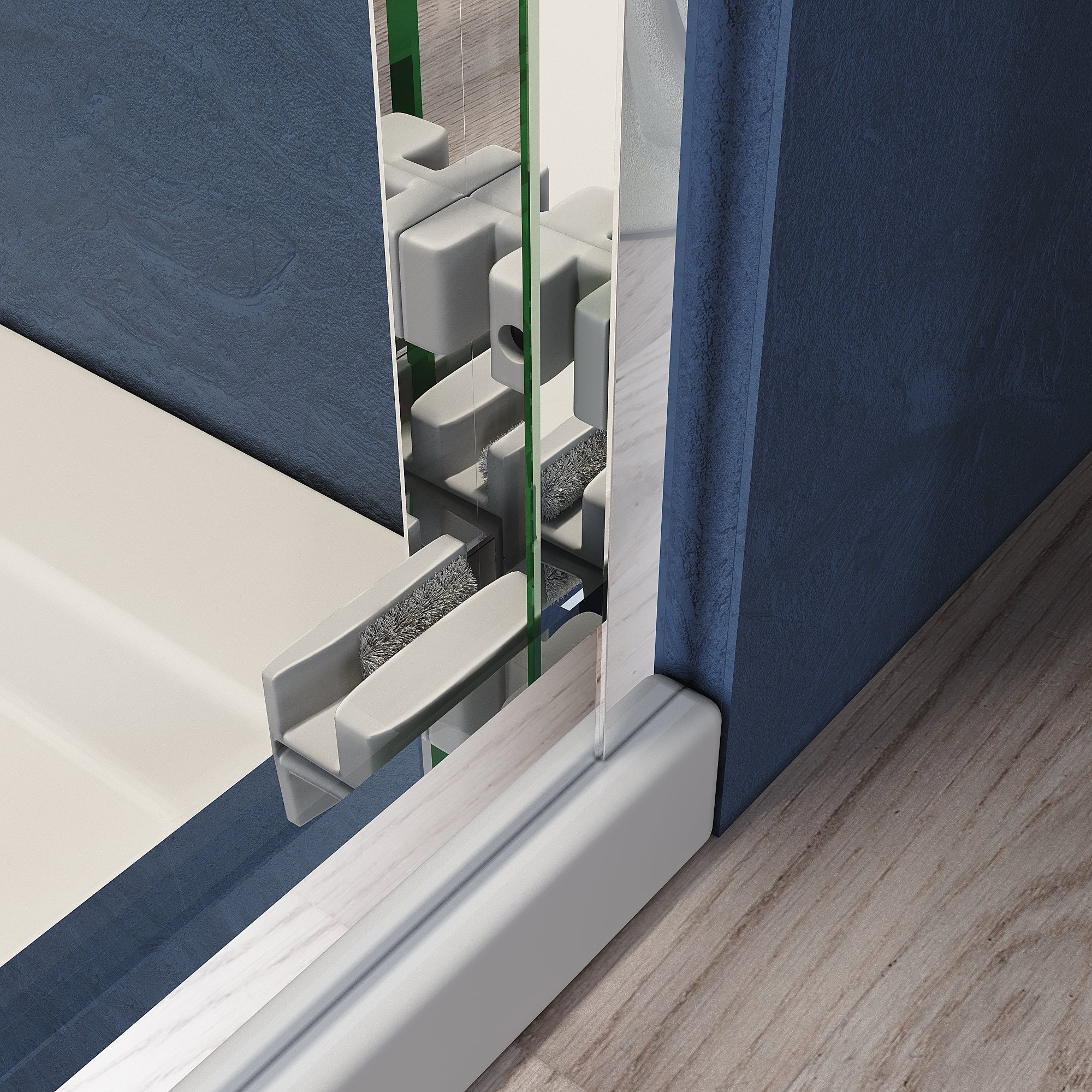 44-54 x 72 in Adjustable Semi-Frameless Shower Door - 44-48 x 72 in / Chrome view 2