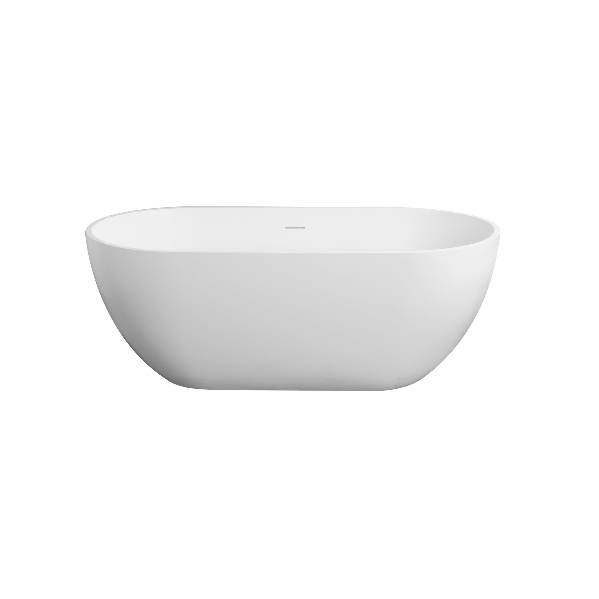59-inch oval solid surface freestanding bathtub, white, side profile