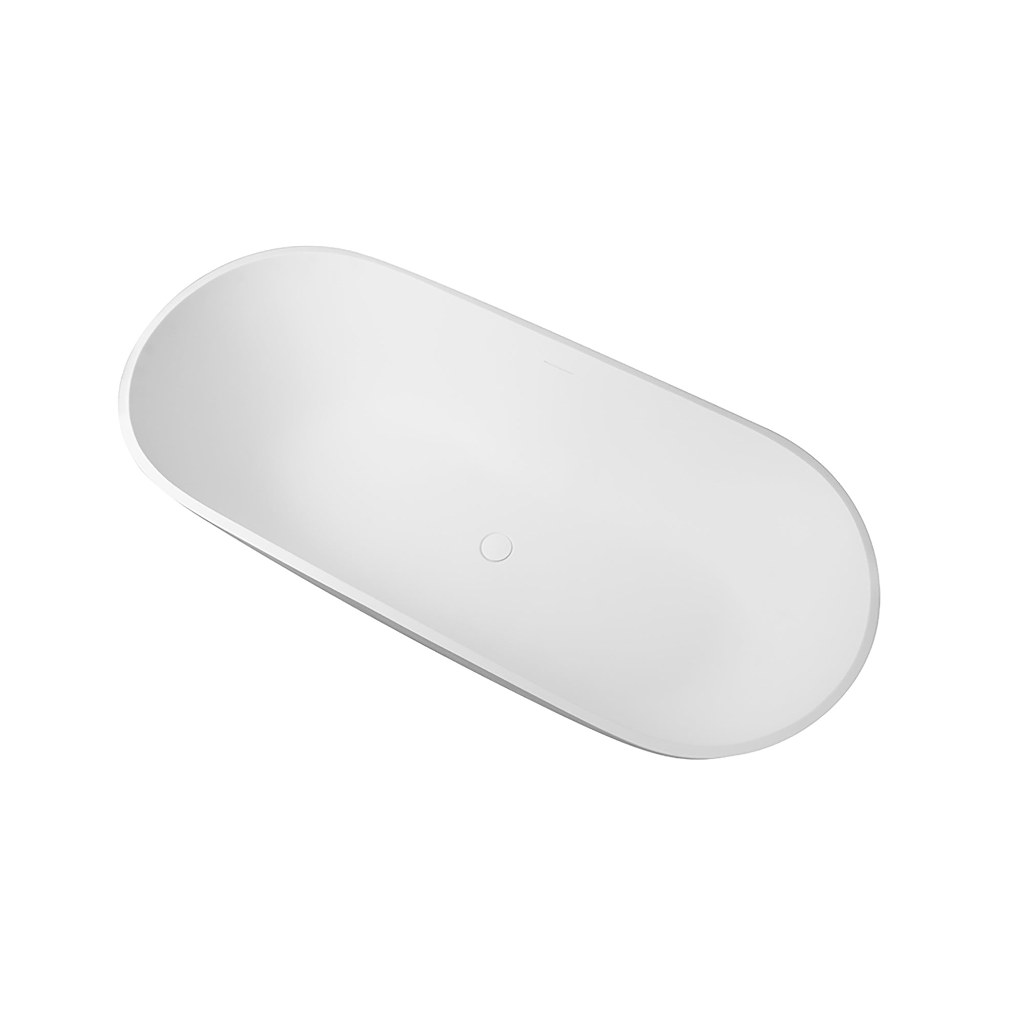 68.9 inch freestanding solid surface soaking bathtub, white, top-down view